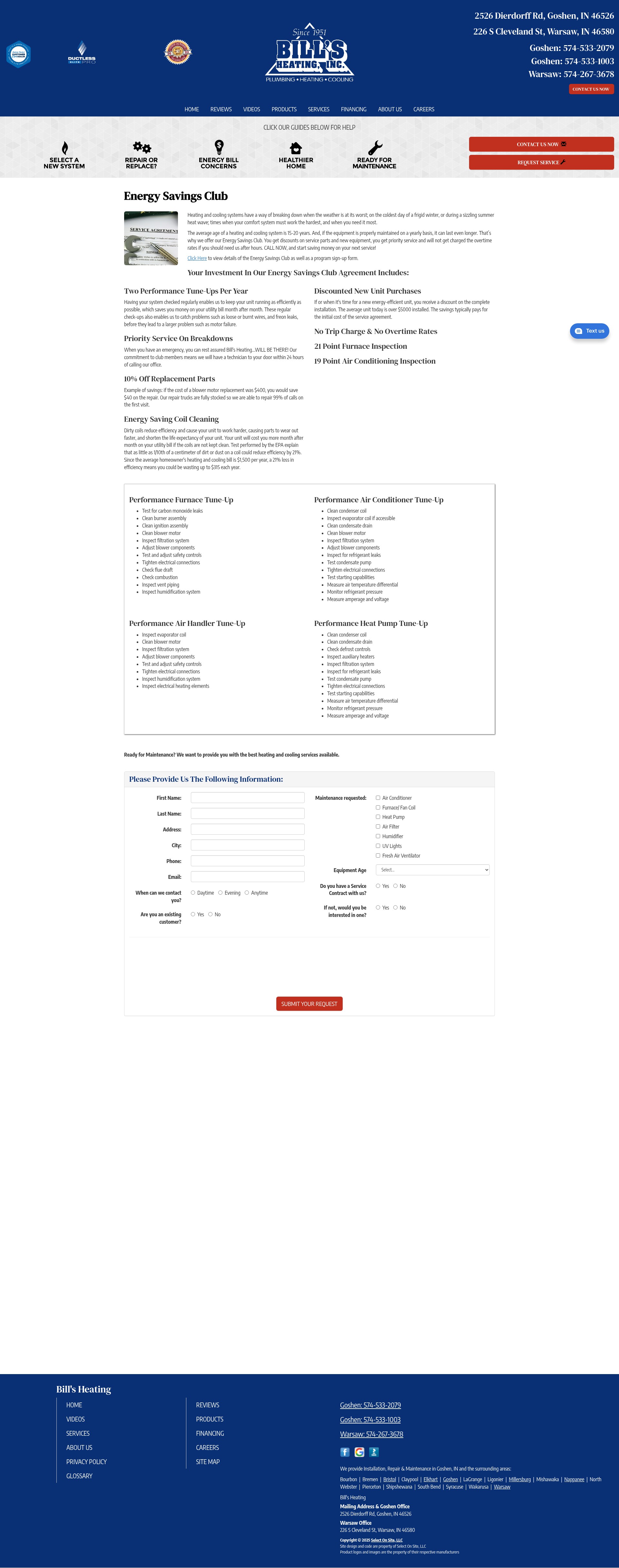 Screenshot of billsheatinginc.com
