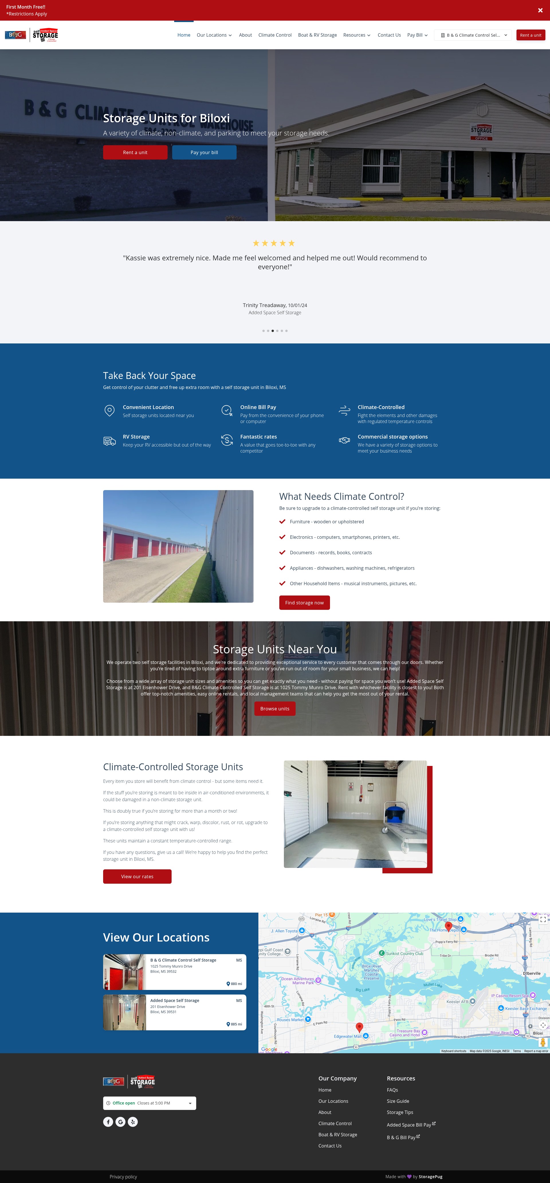Screenshot of biloxistorage.com