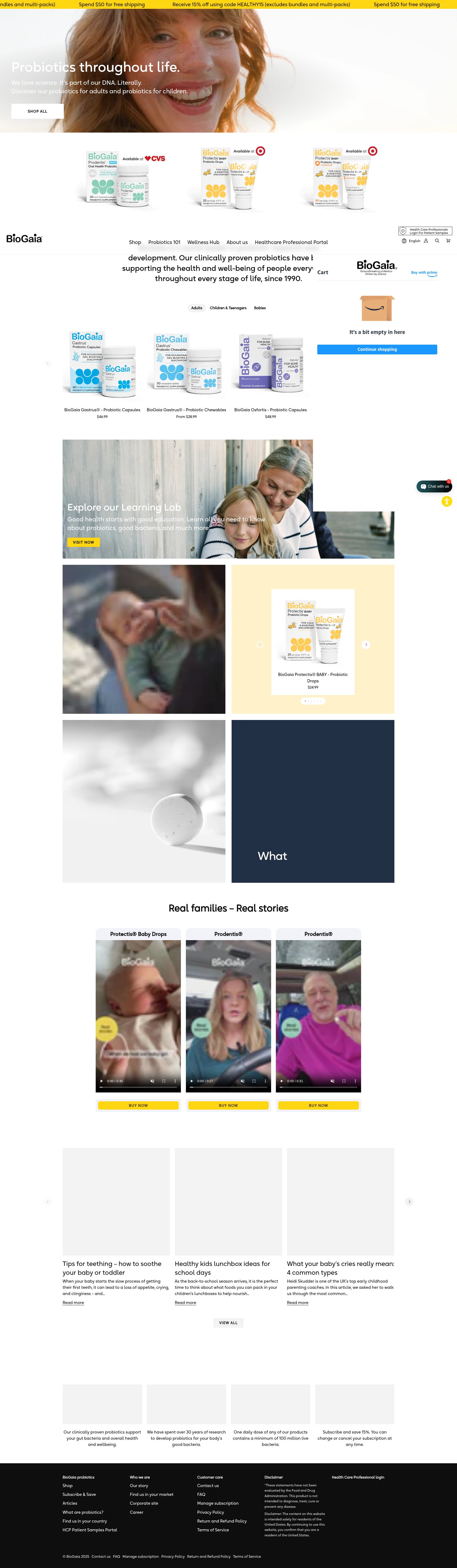 Screenshot of biogaia.com