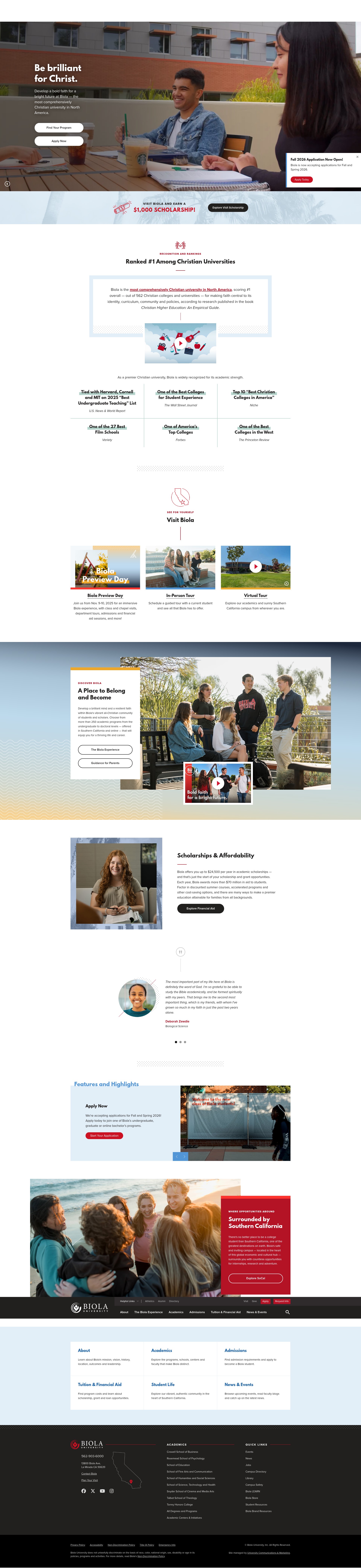 Screenshot of biola.edu