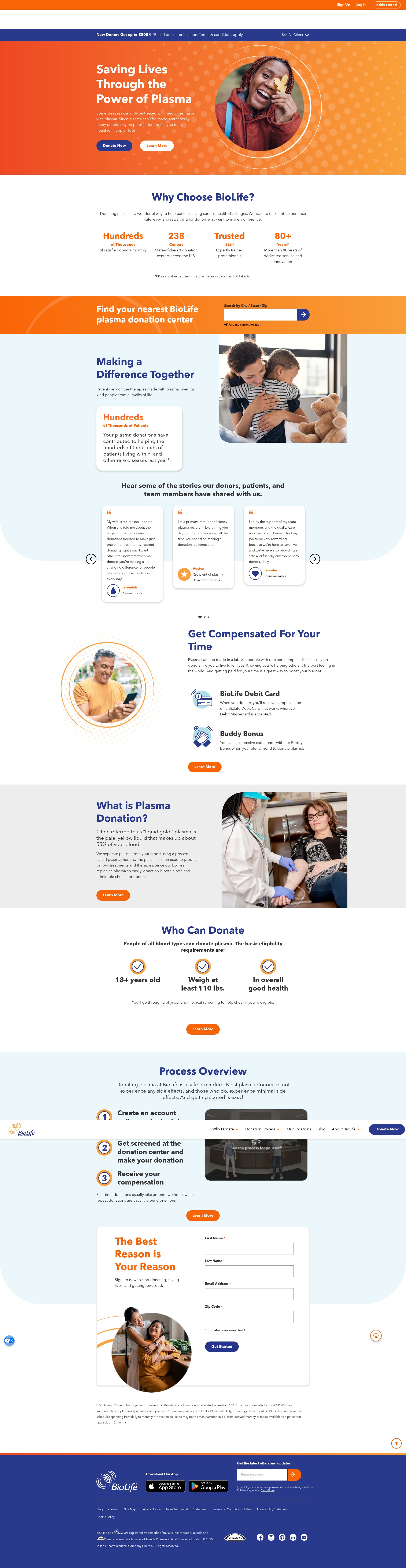 Screenshot of biolifeplasma.com
