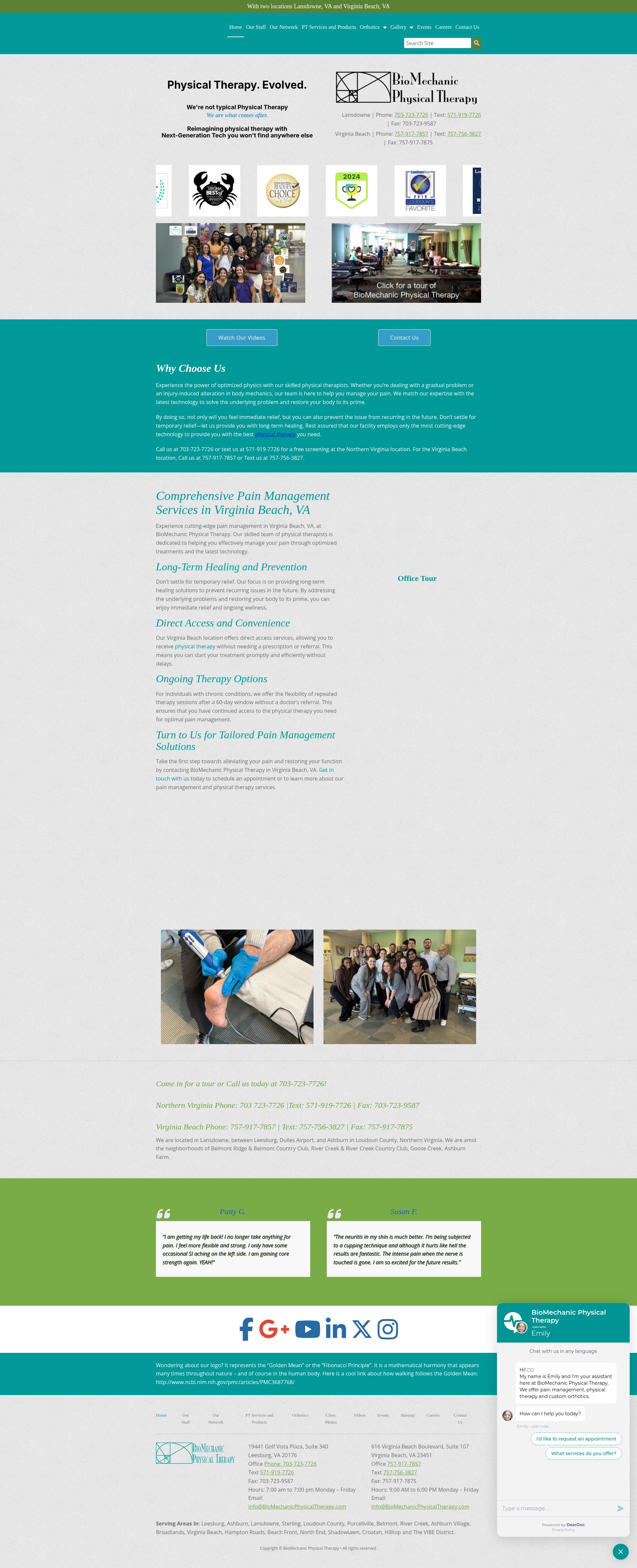 Screenshot of biomechanicphysicaltherapy.com
