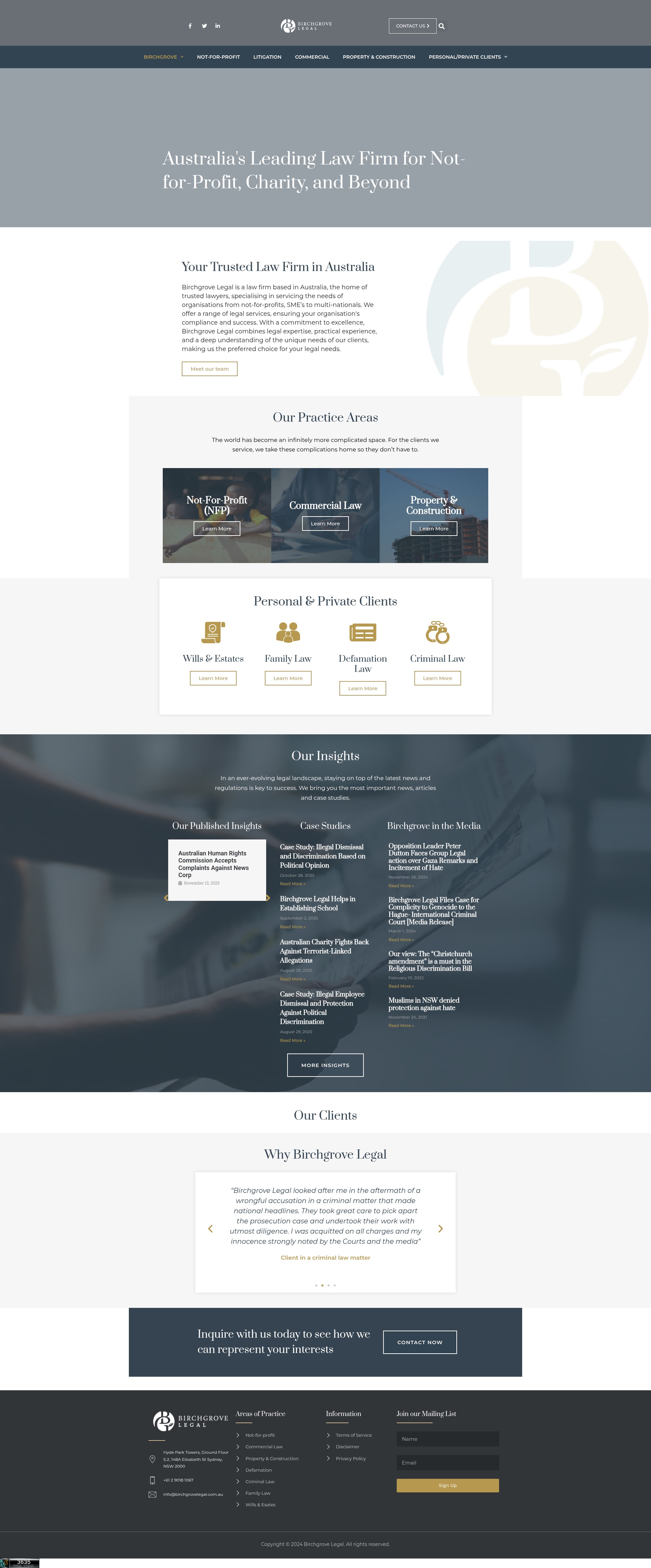 Screenshot of birchgrovelegal.com.au