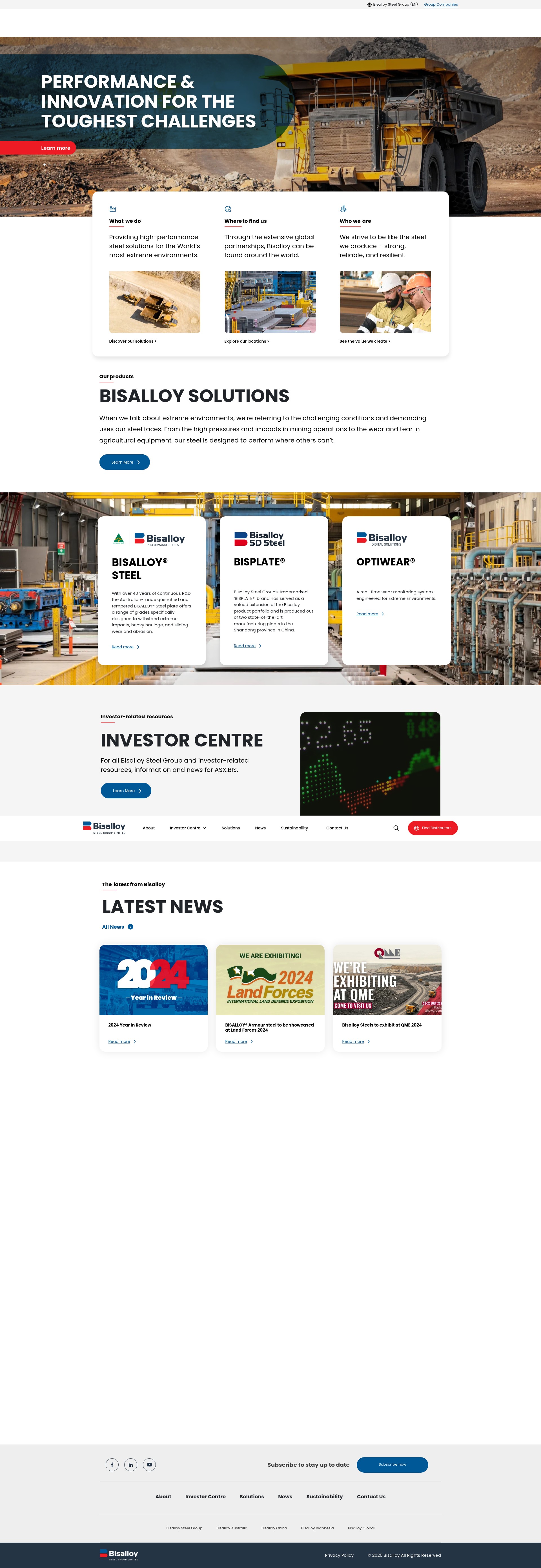 Screenshot of bisalloy.com