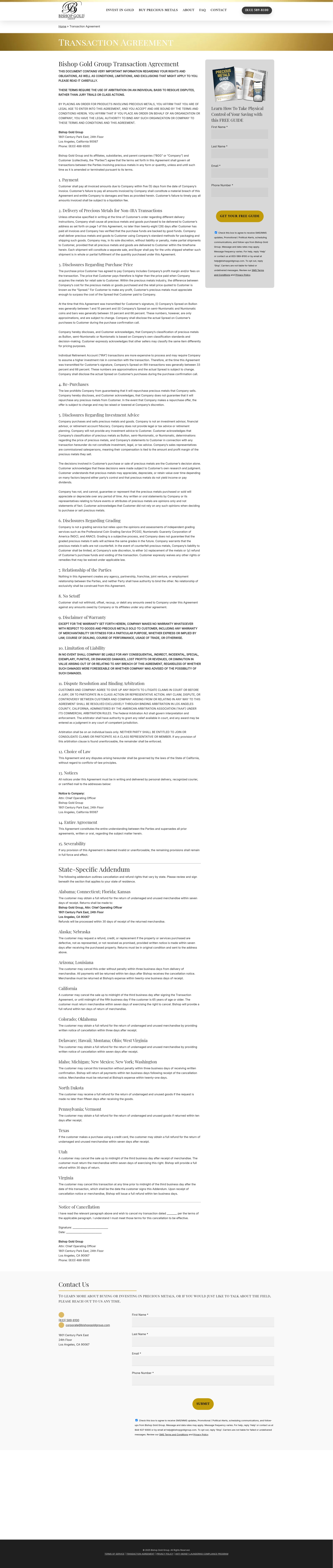 Screenshot of bishopgoldgroup.com
