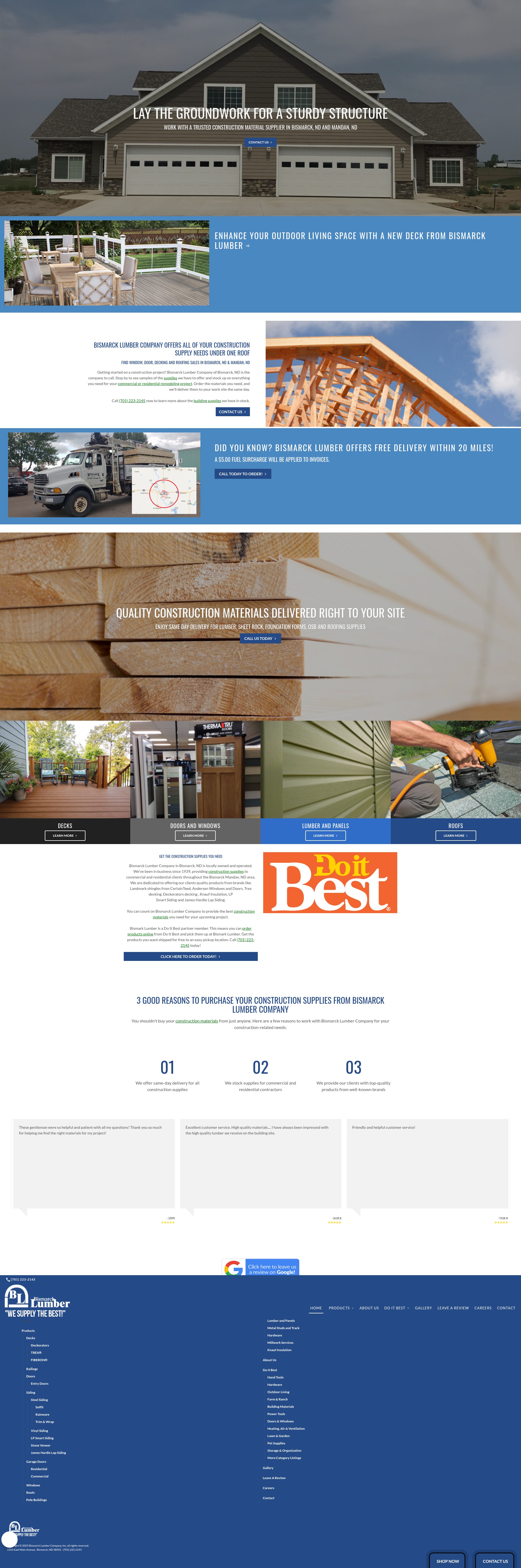 Screenshot of bismarcklumber.com