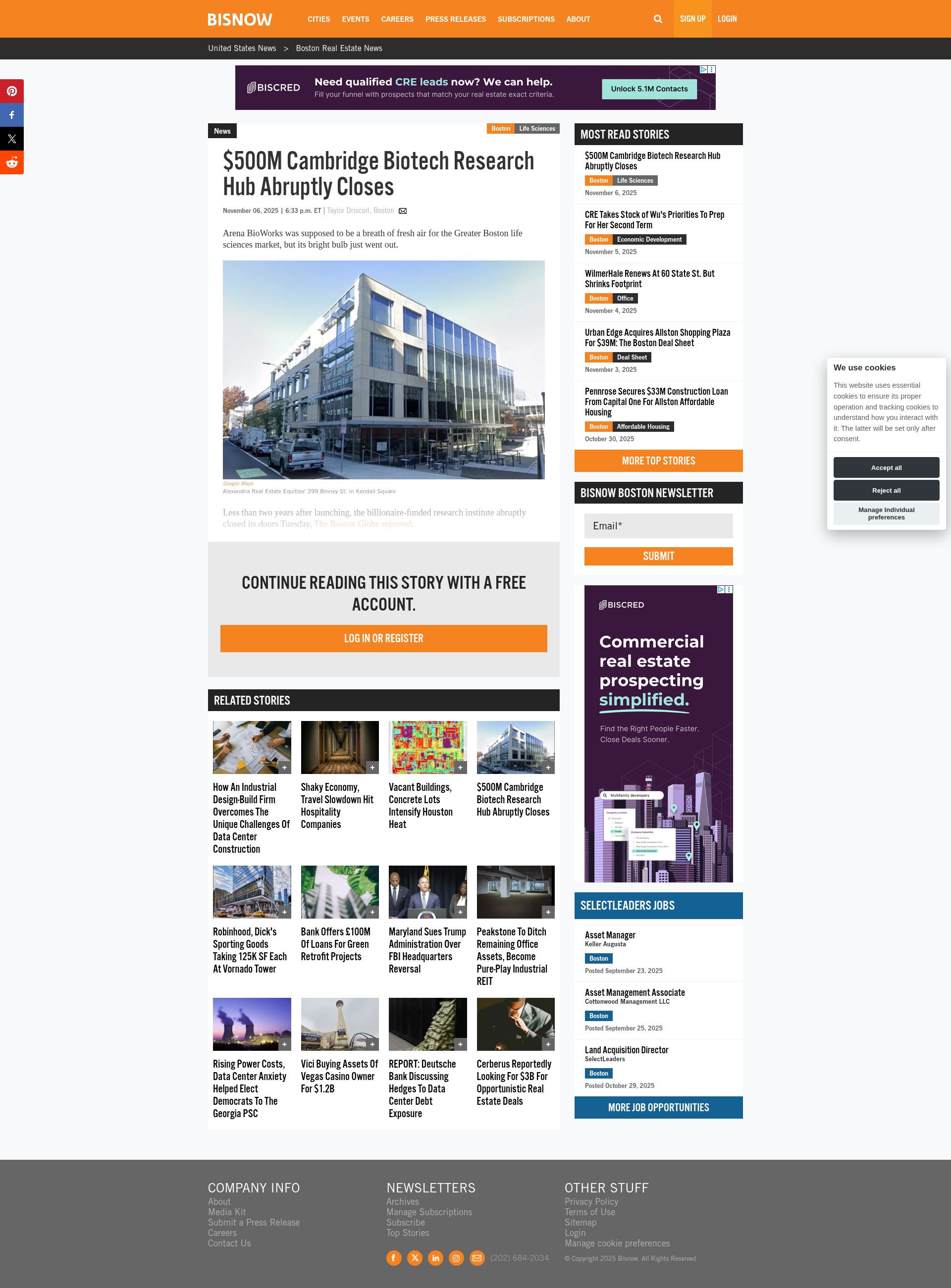 Screenshot of bisnow.com