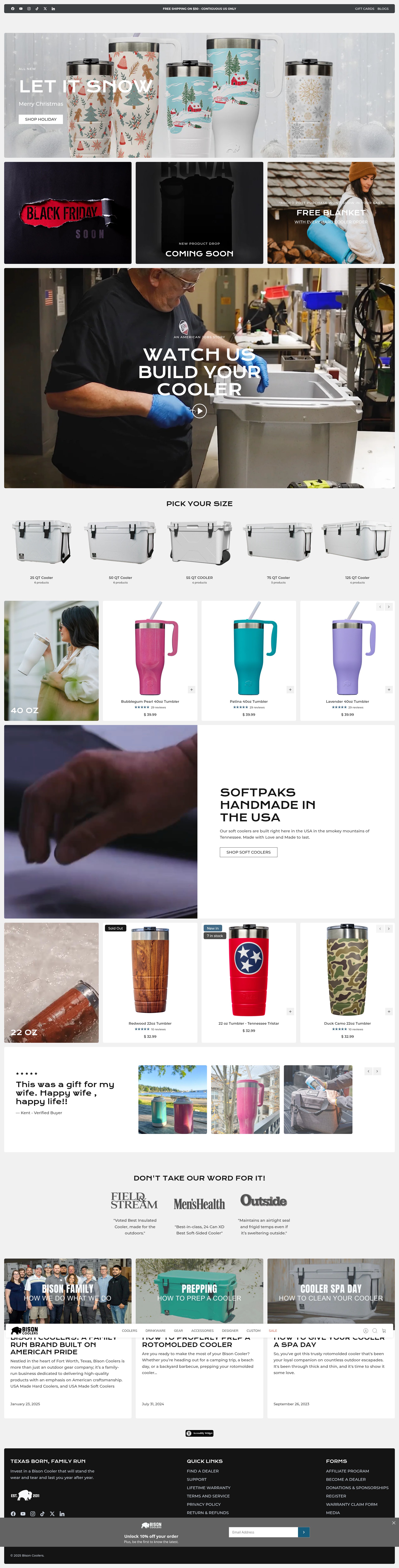 Screenshot of bisoncoolers.com