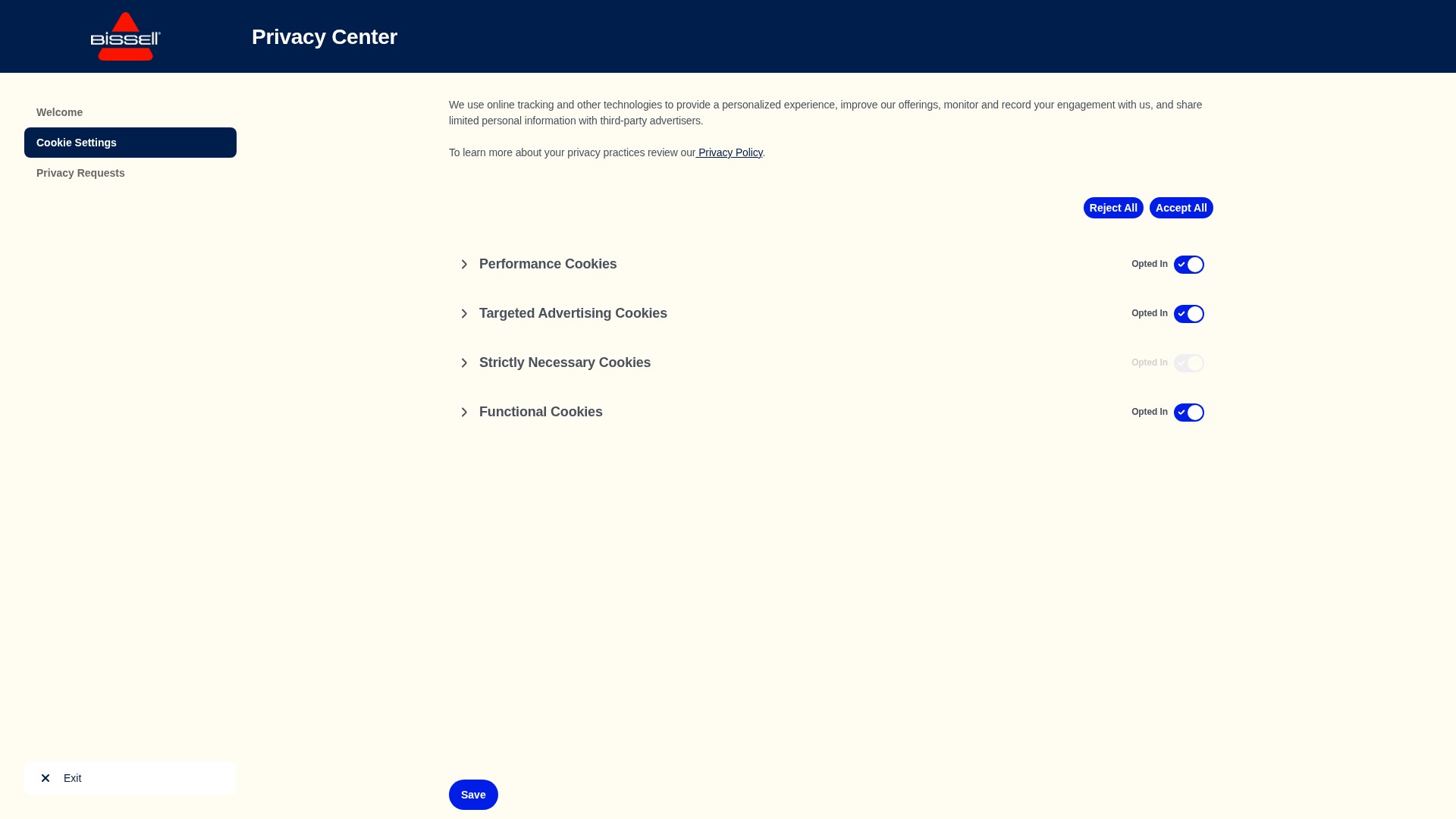 Screenshot of bissell.com