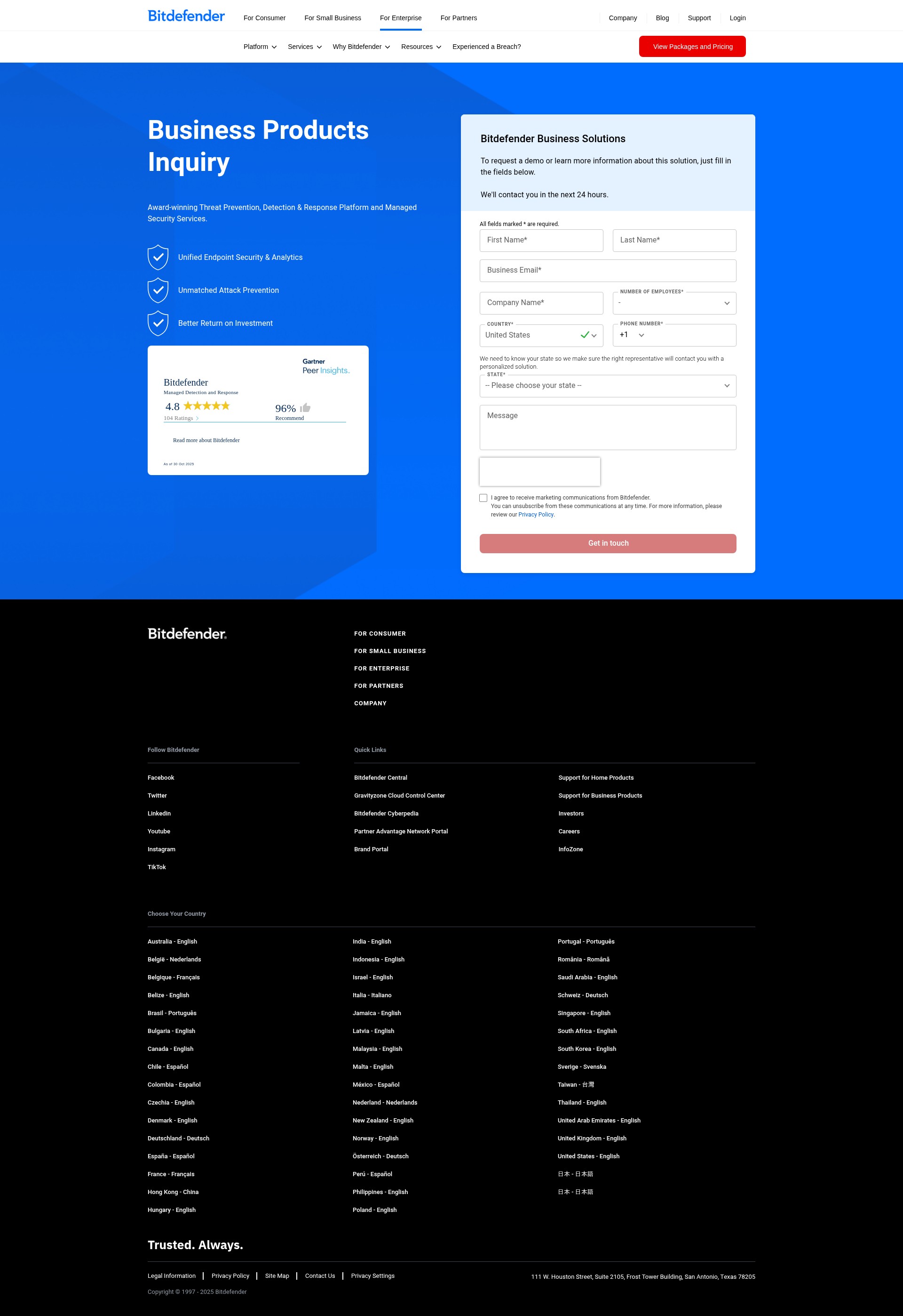 Screenshot of bitdefender.com