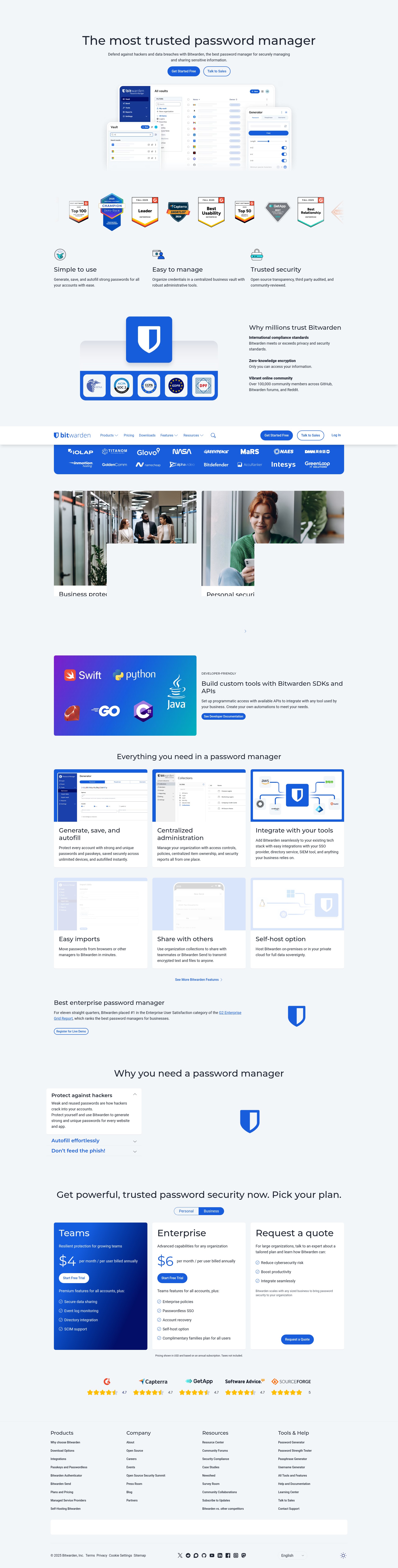 Screenshot of bitwarden.com