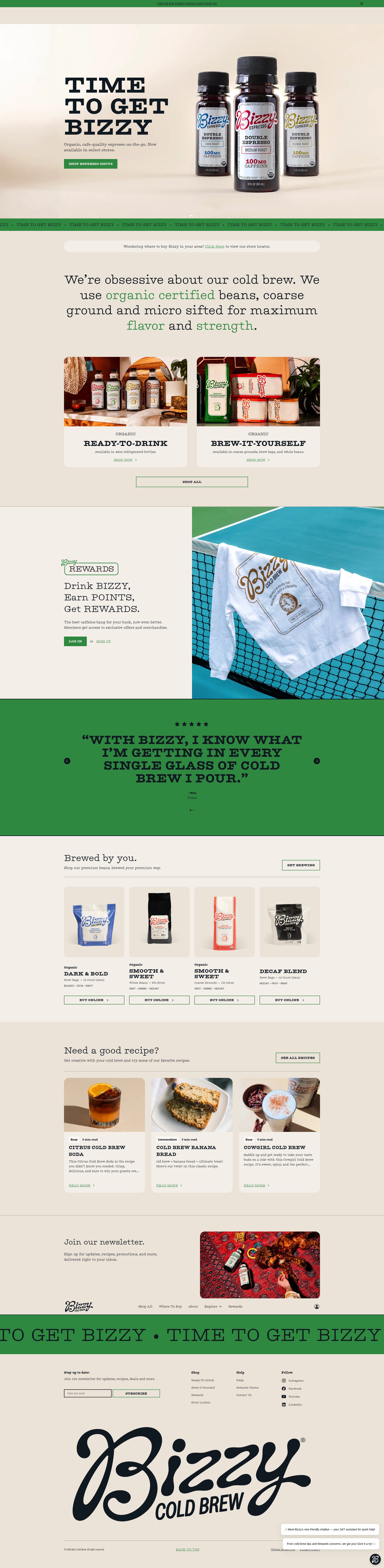 Screenshot of bizzycoldbrew.com