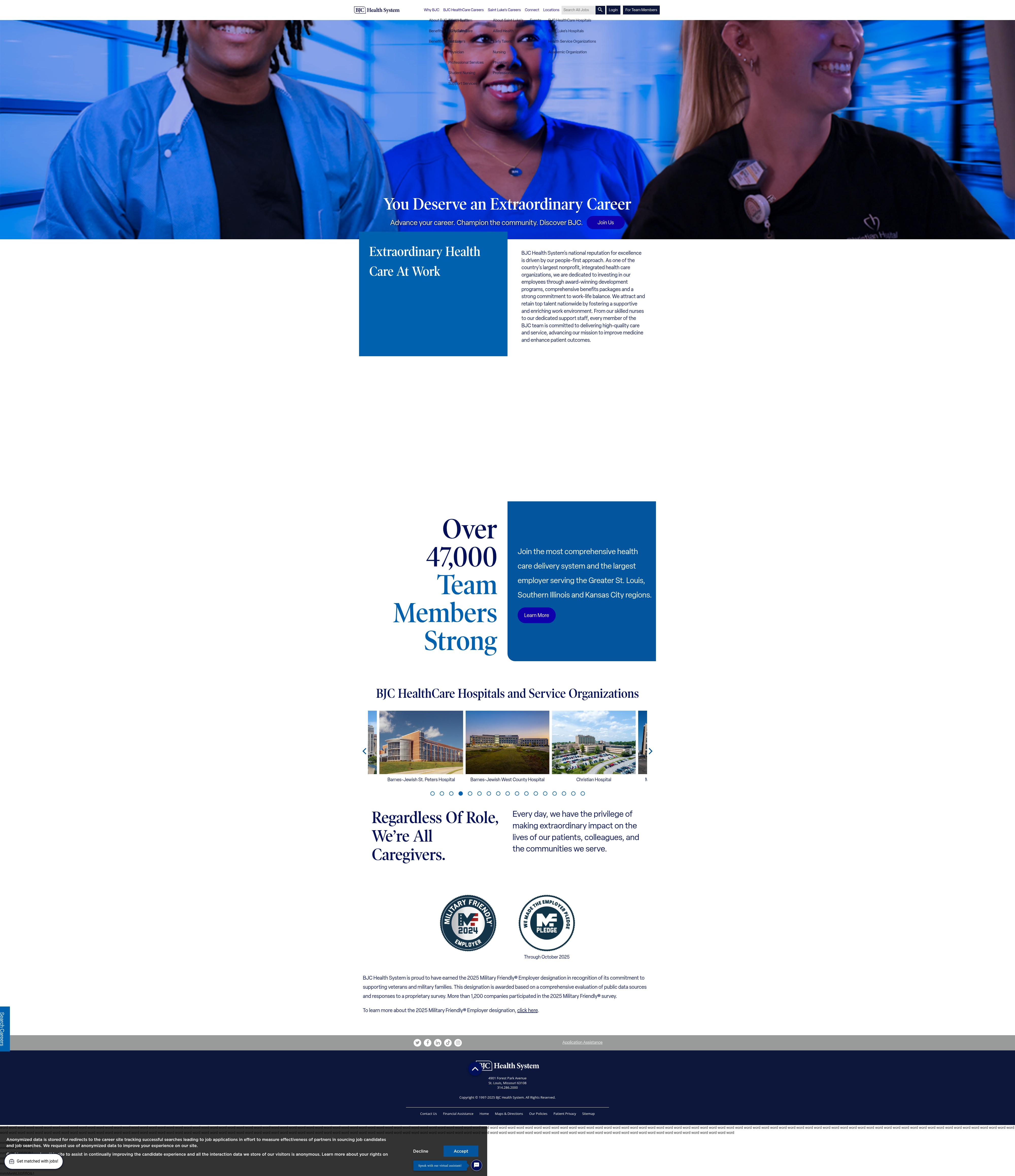 Screenshot of bjccareers.org