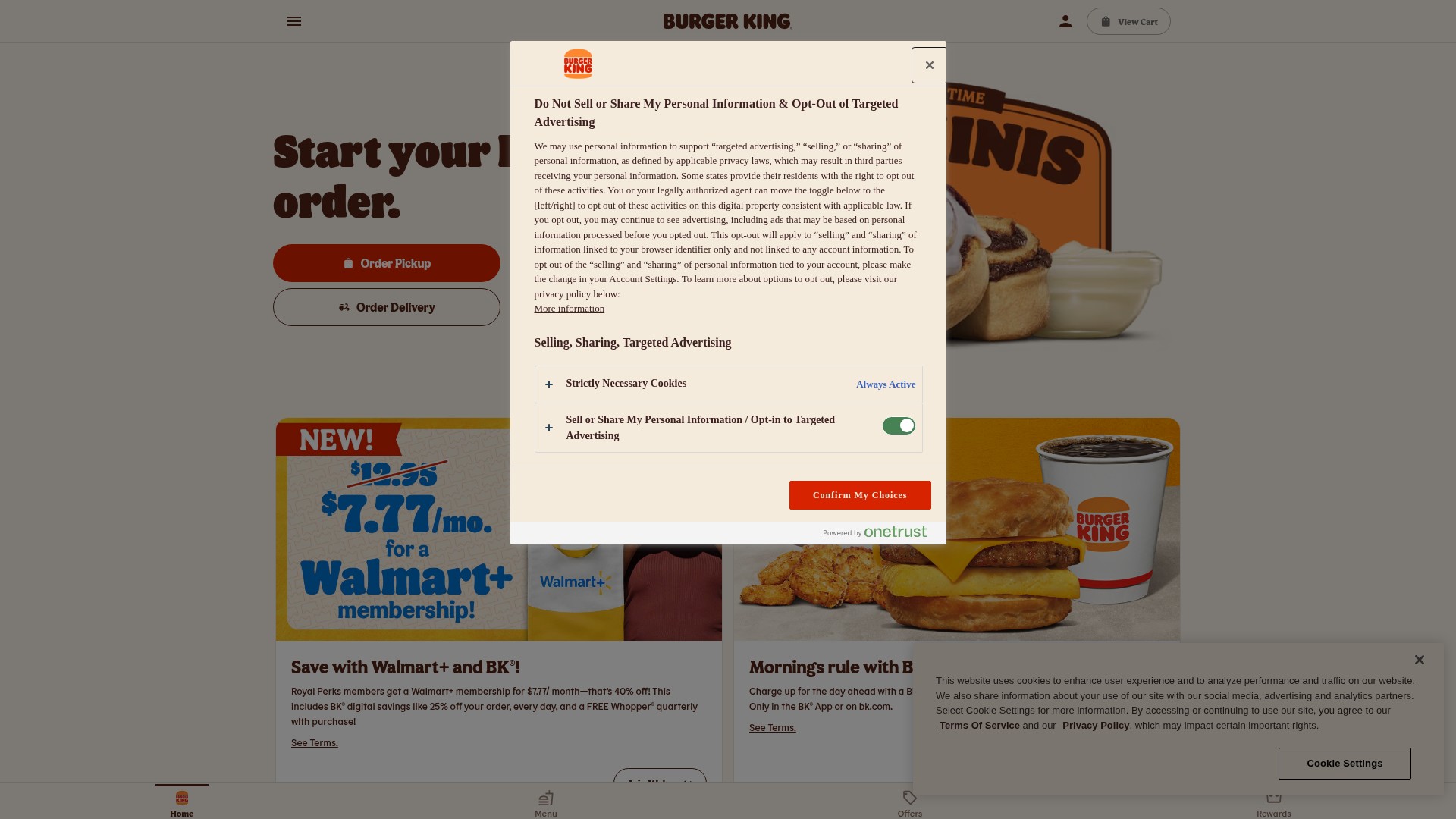 Screenshot of bk.com