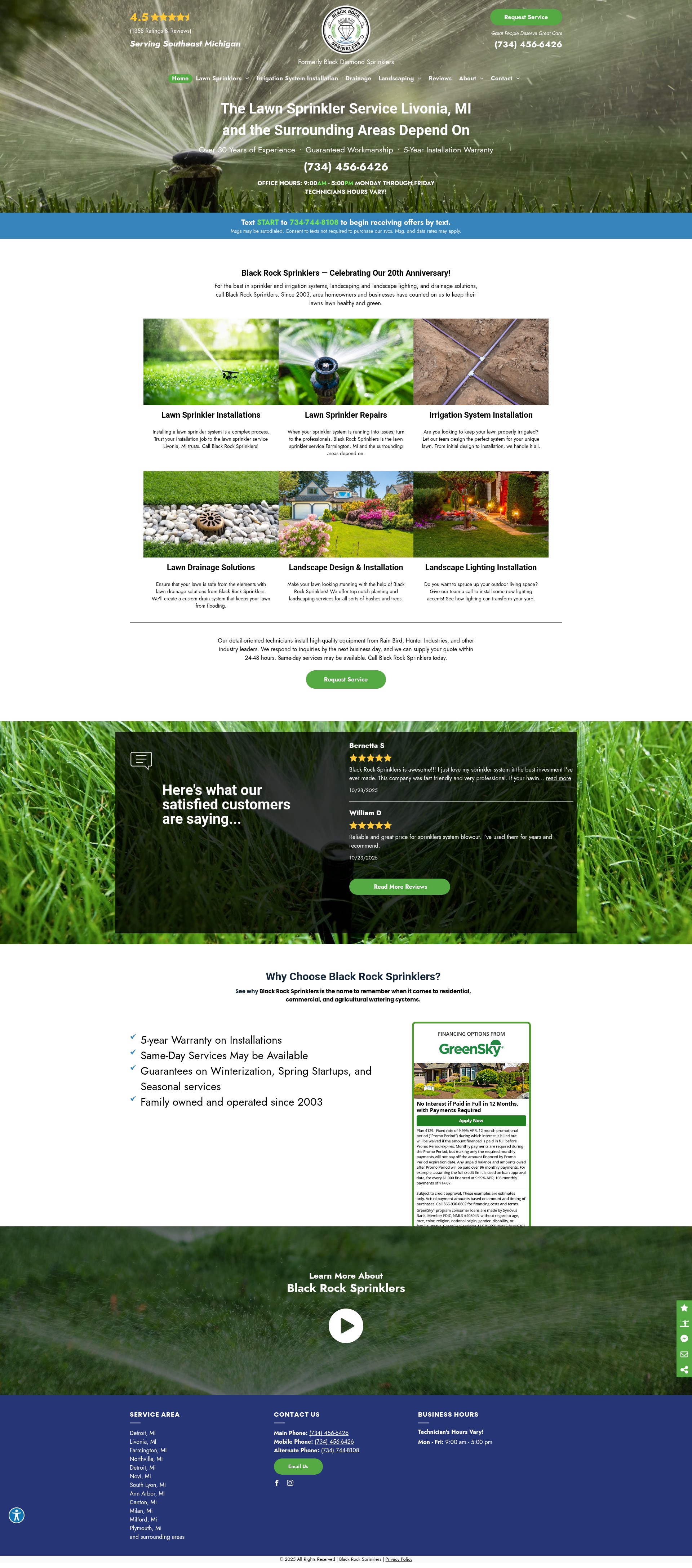 Screenshot of blackdiamondsprinklers.com