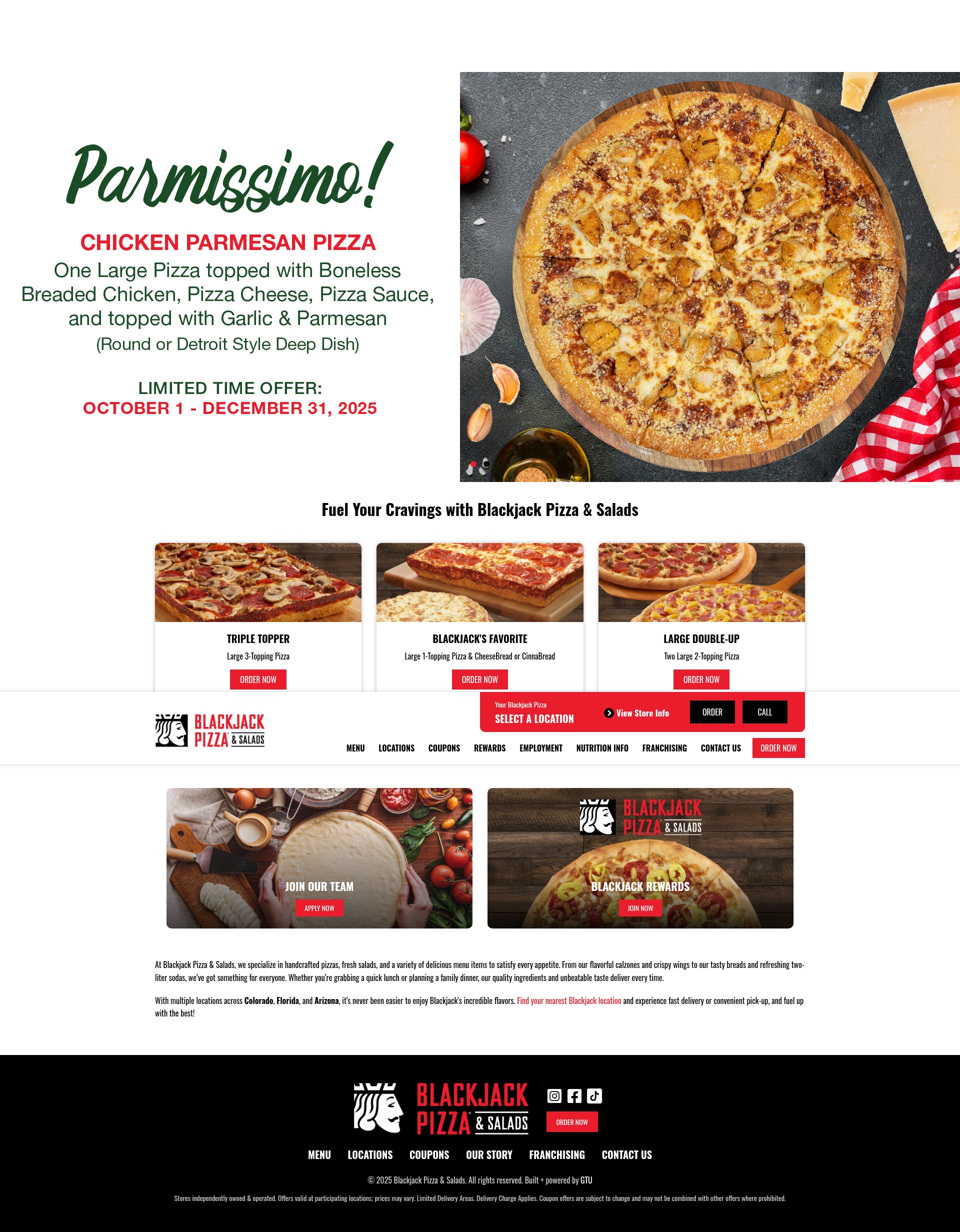 Screenshot of blackjackpizza.com