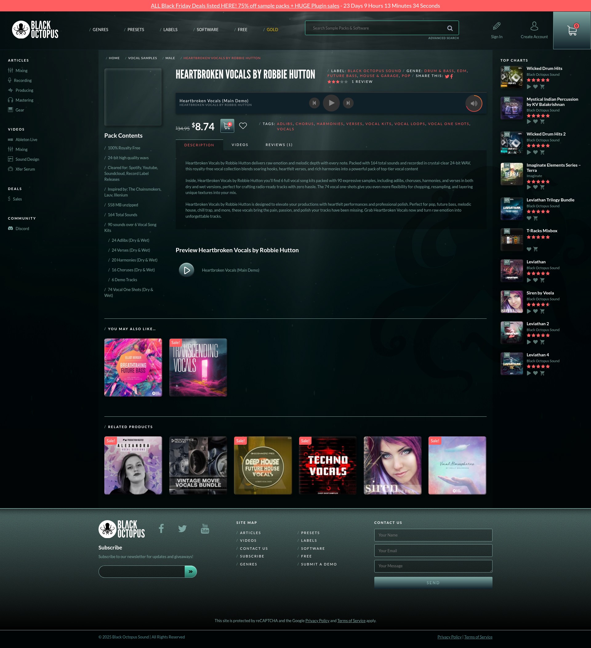 Screenshot of blackoctopus-sound.com