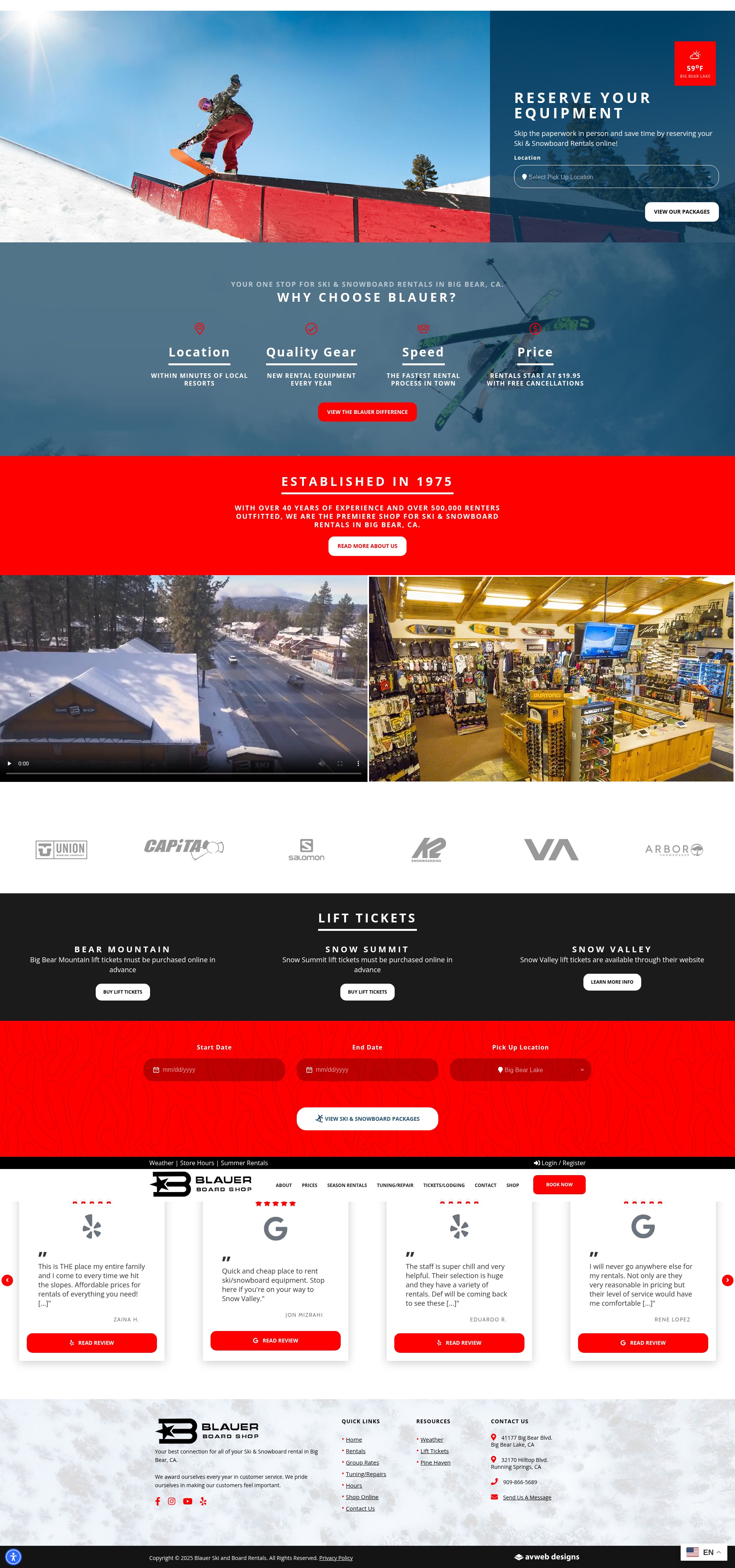Screenshot of blauerskiandboard.com