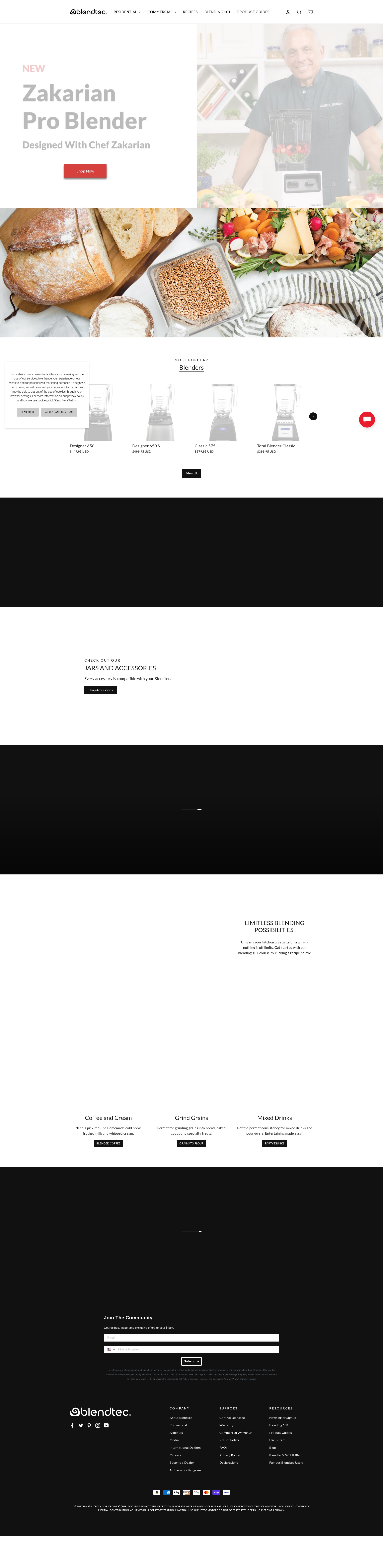 Screenshot of blendtec.com