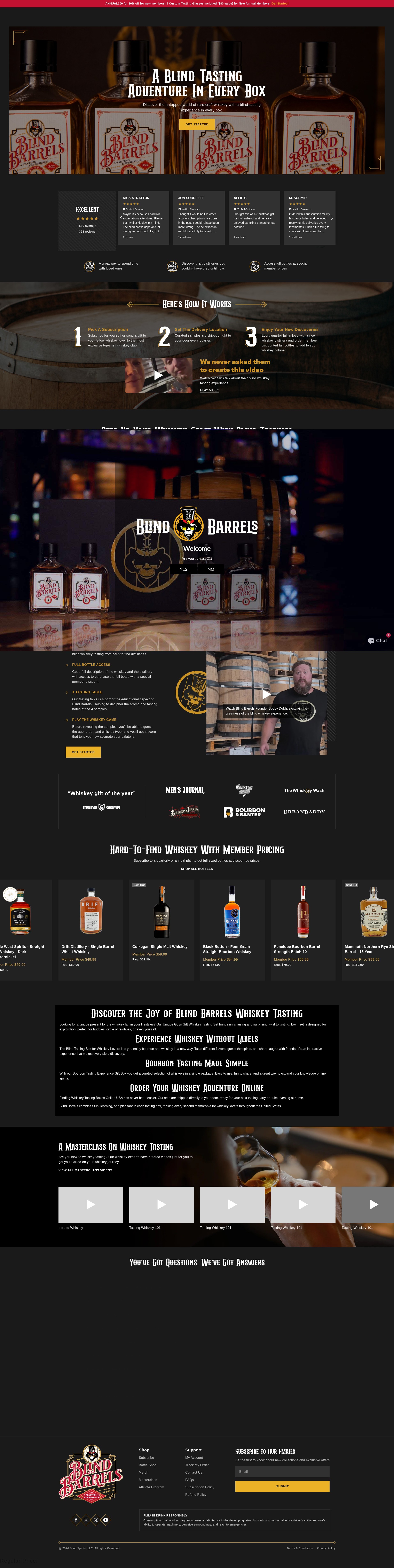 Screenshot of blindbarrels.com