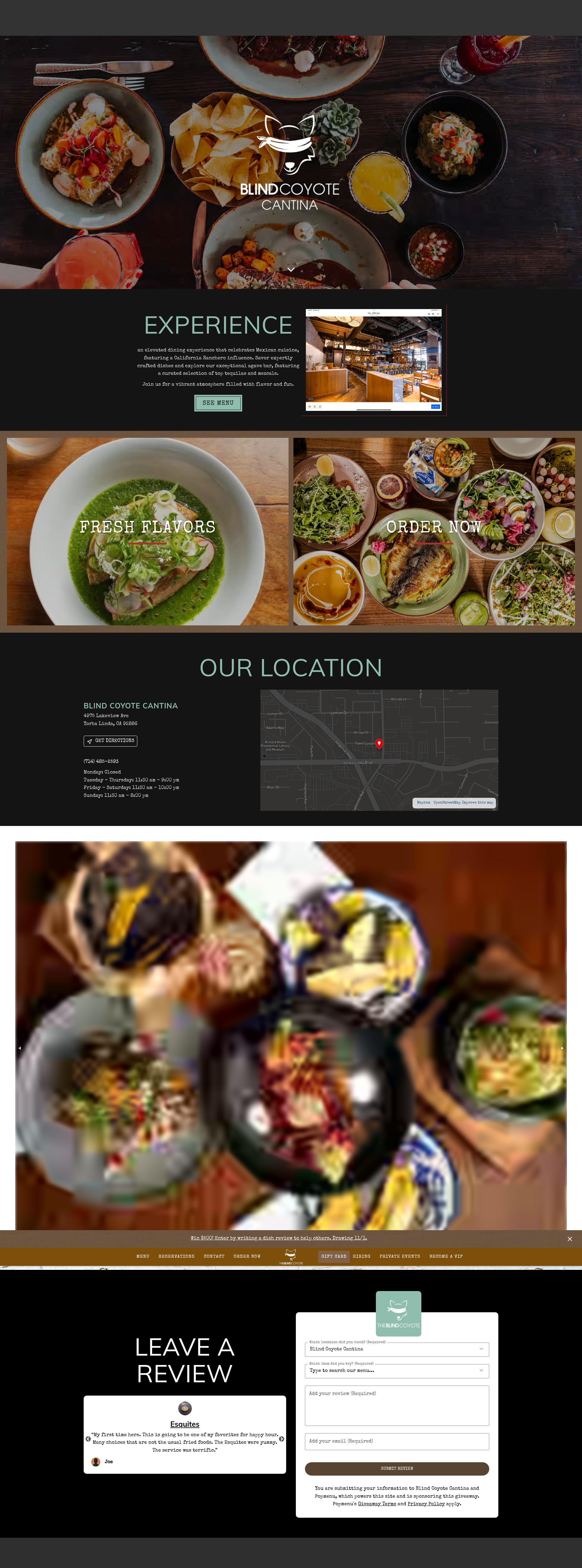 Screenshot of blindcoyotecantina.com