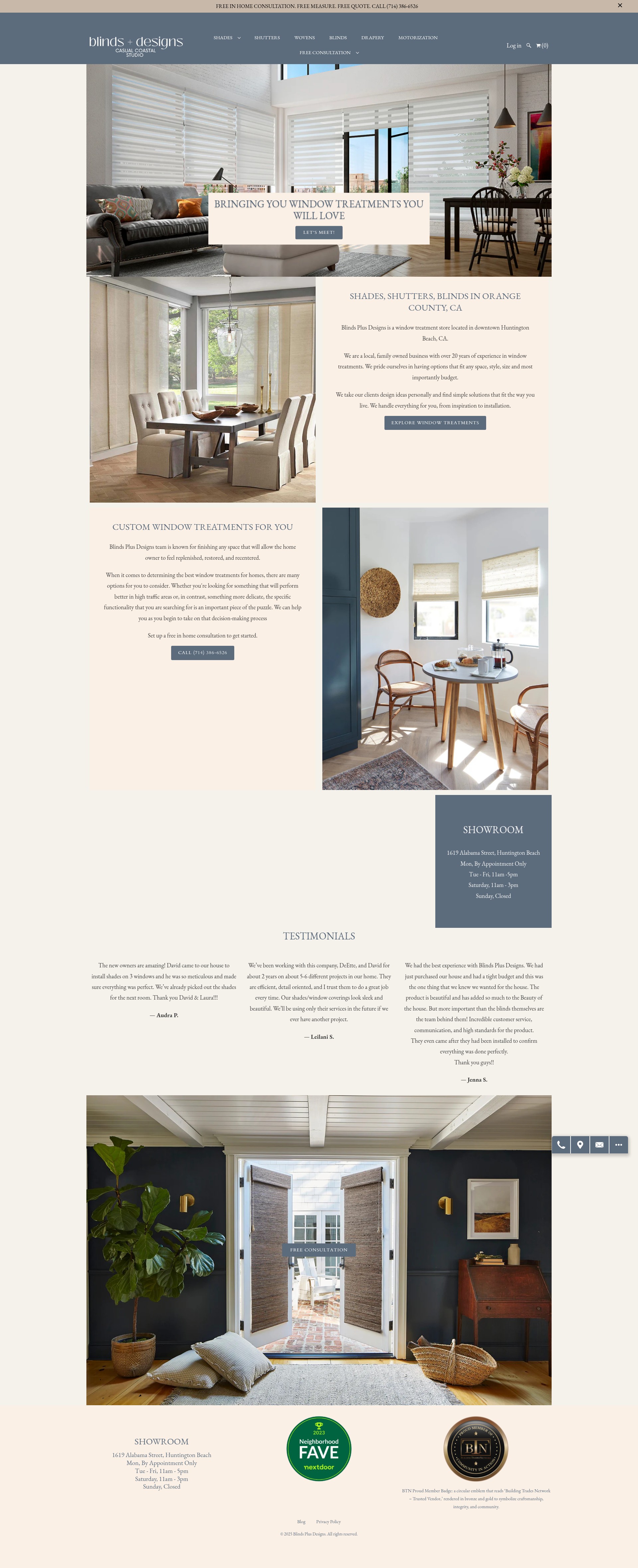 Screenshot of blindsplusdesigns.com