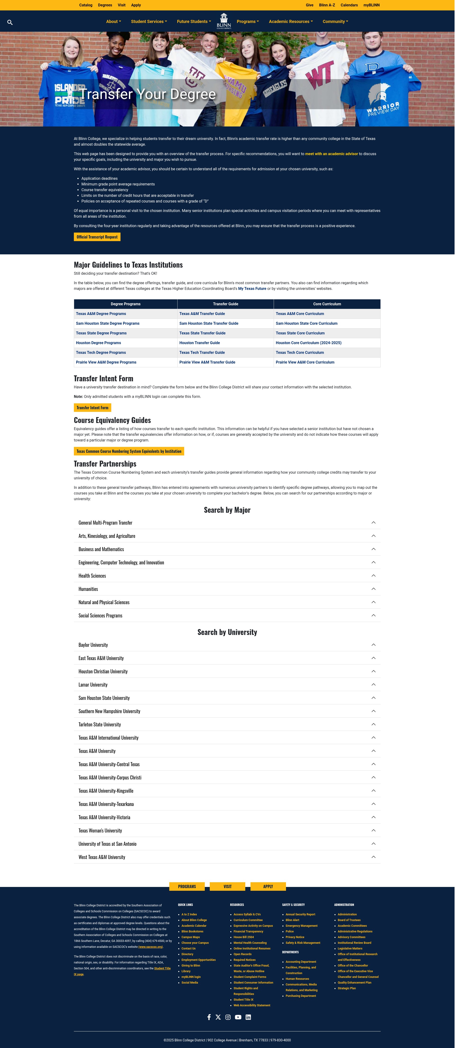 Screenshot of blinn.edu