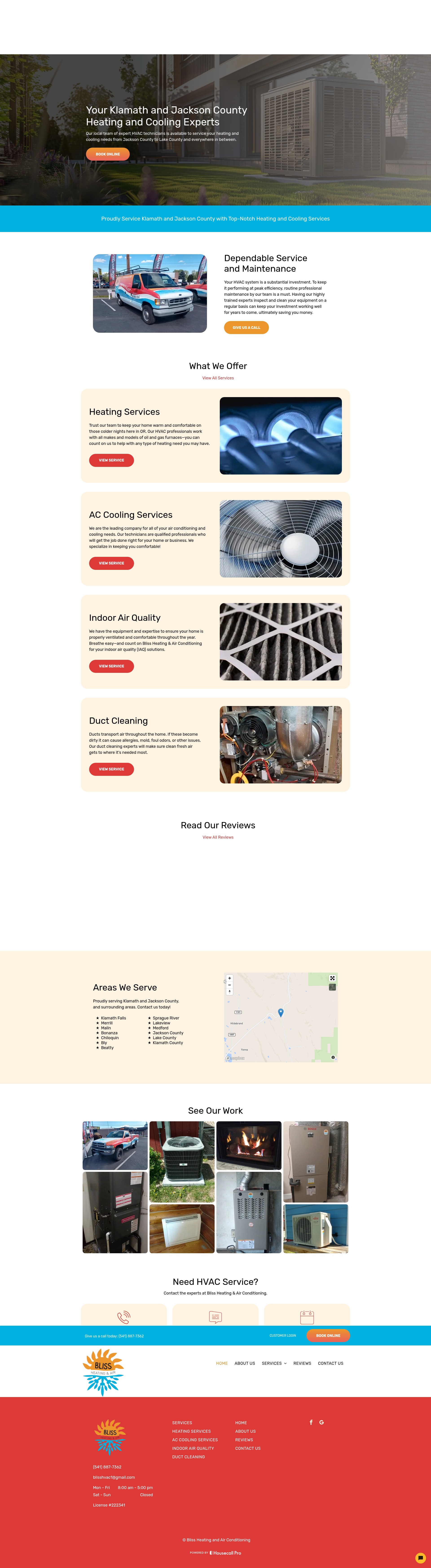 Screenshot of blissheatingandairconditioning.com