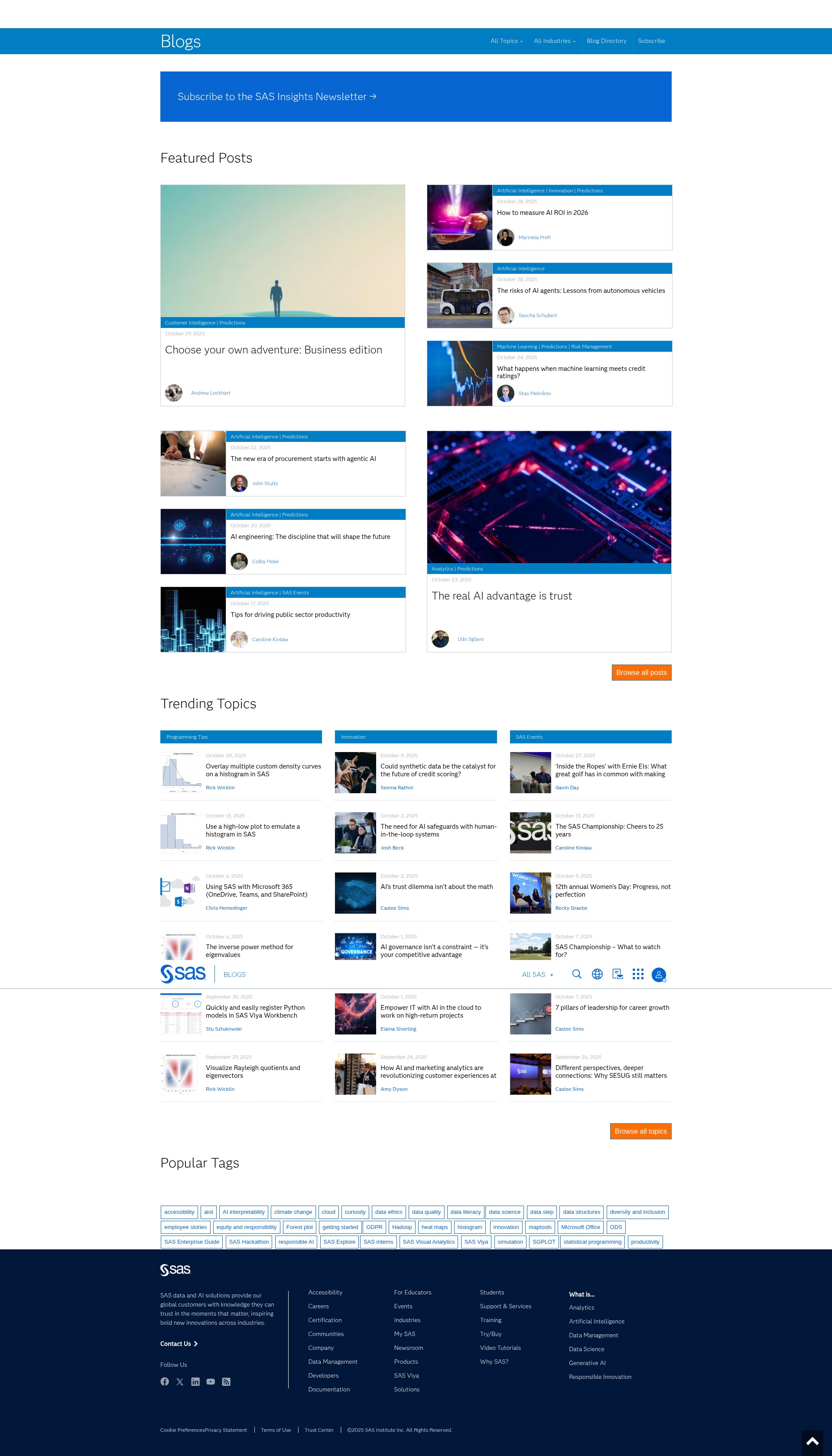 Screenshot of blogs.sas.com