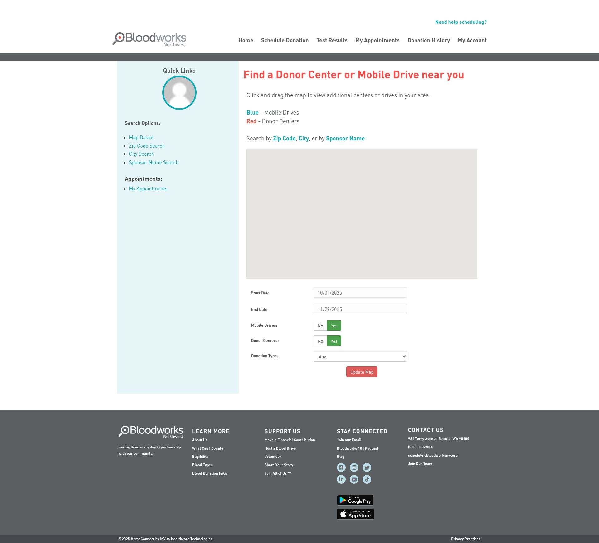 Screenshot of bloodworksnw.org
