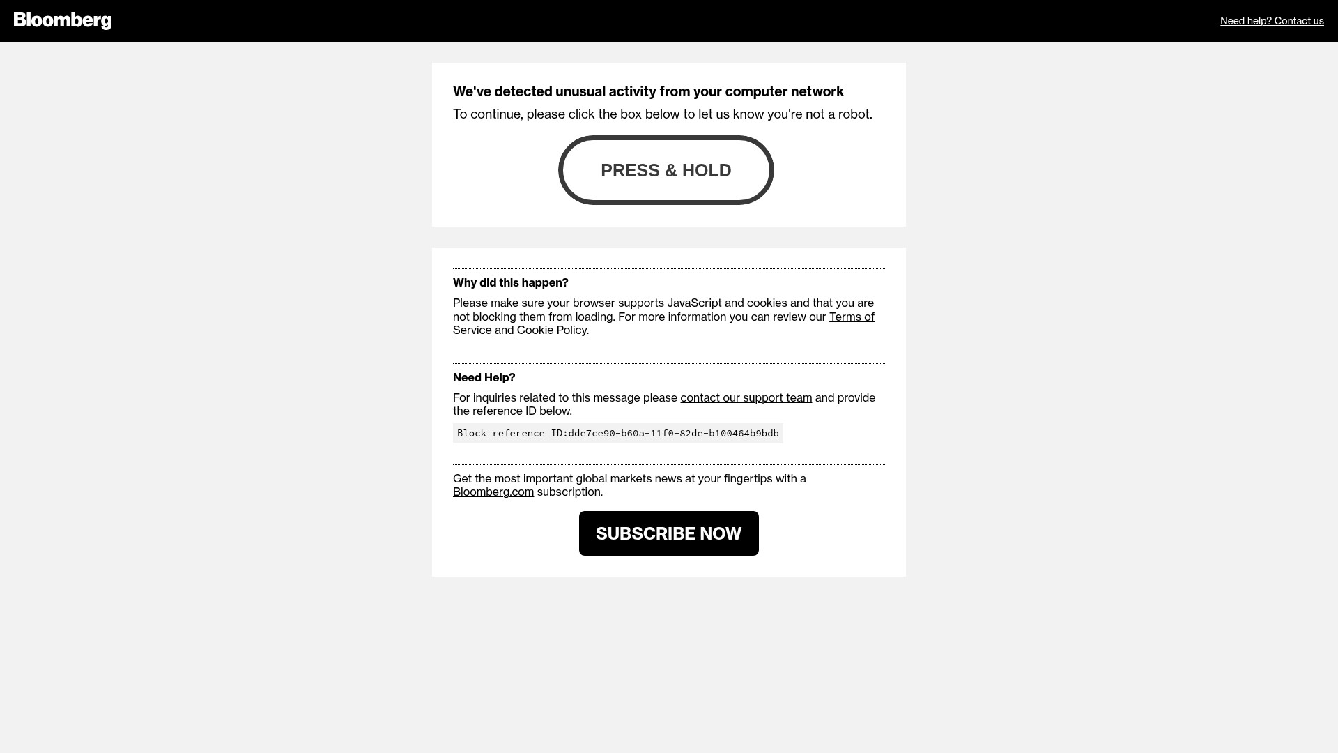 Screenshot of bloomberg.com