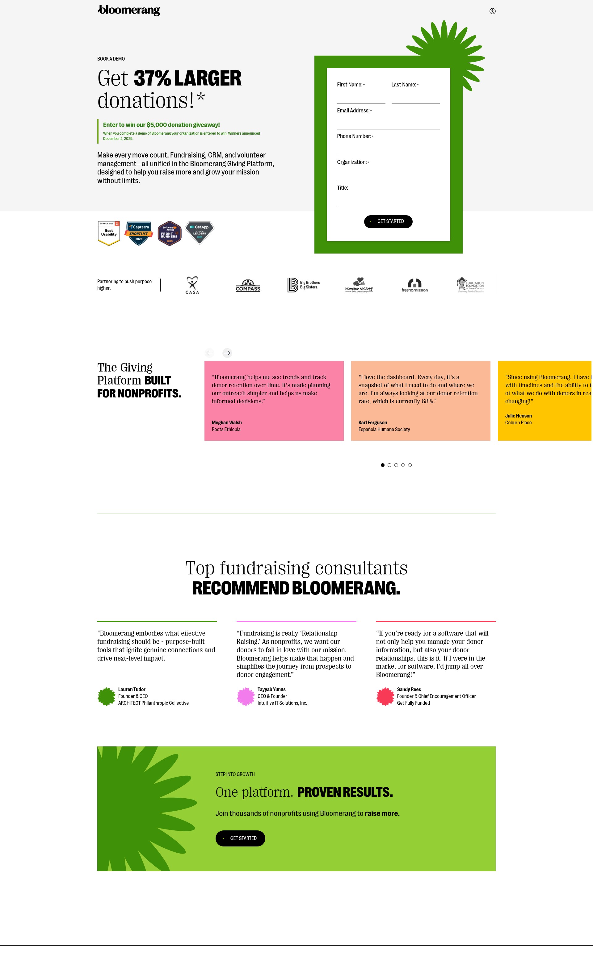 Screenshot of bloomerang.com