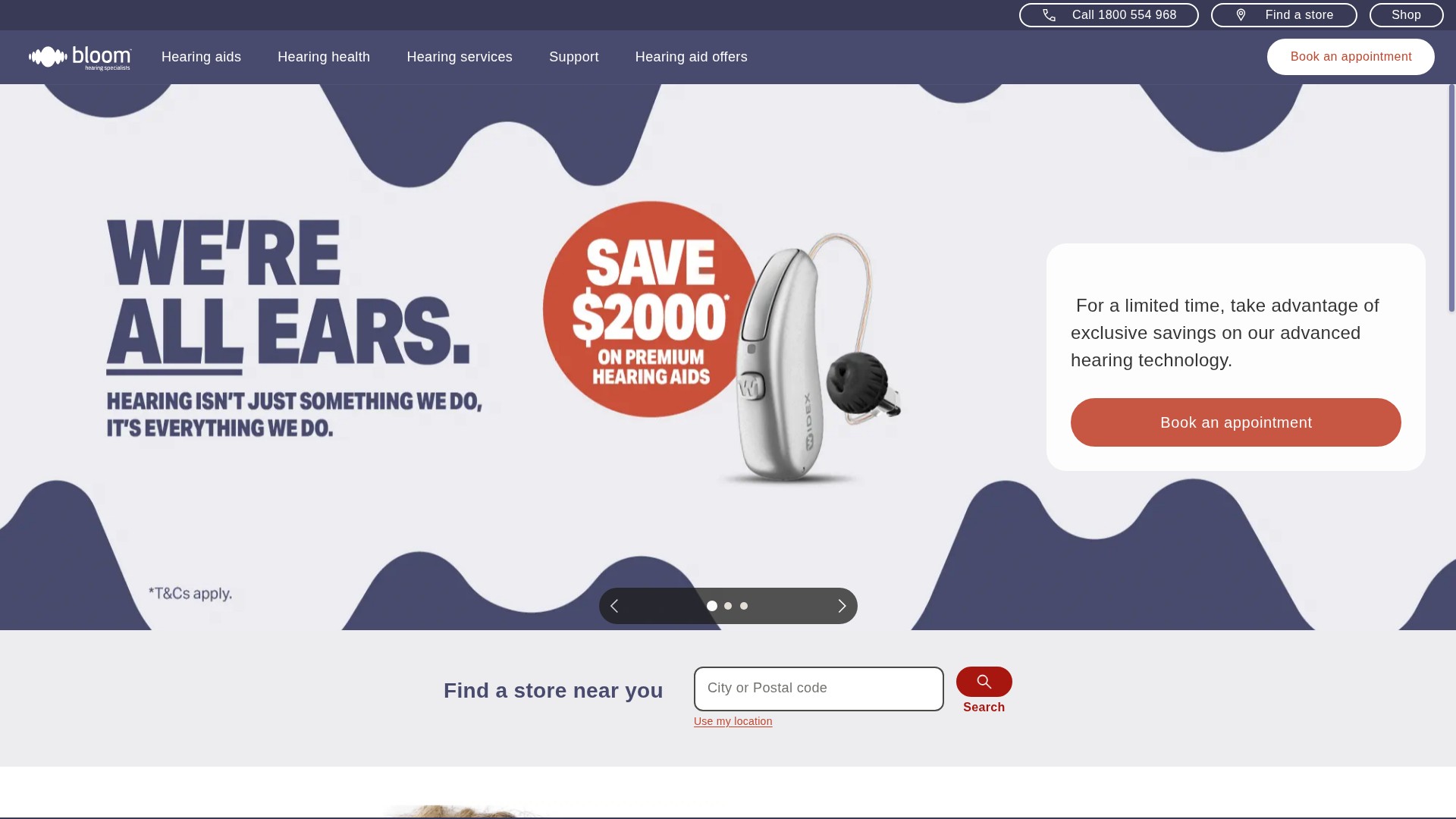Screenshot of bloomhearing.com.au