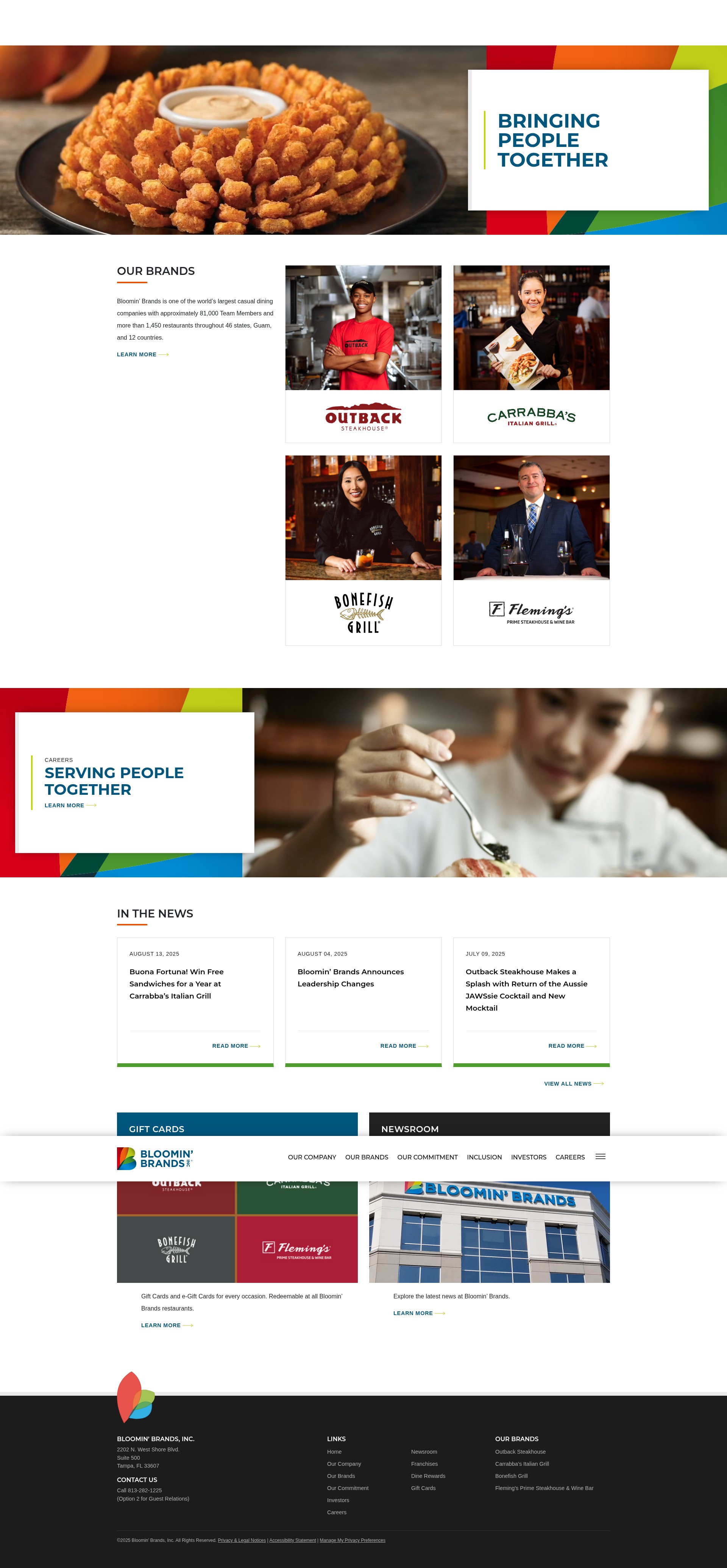 Screenshot of bloominbrands.com