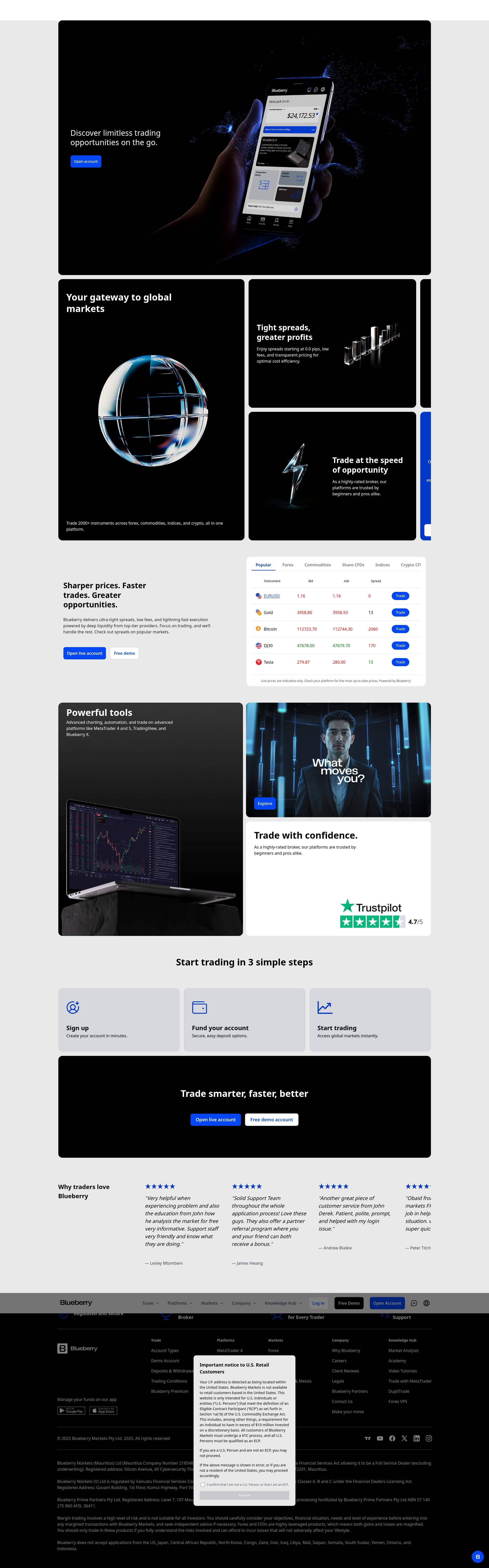 Screenshot of blueberrymarkets.com