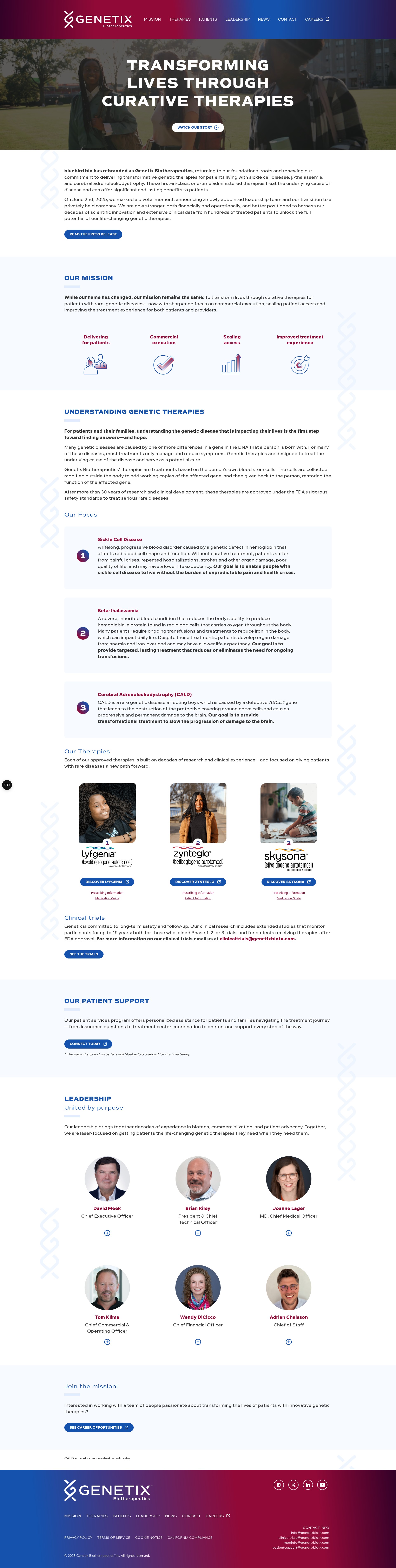 Screenshot of bluebirdbio.com