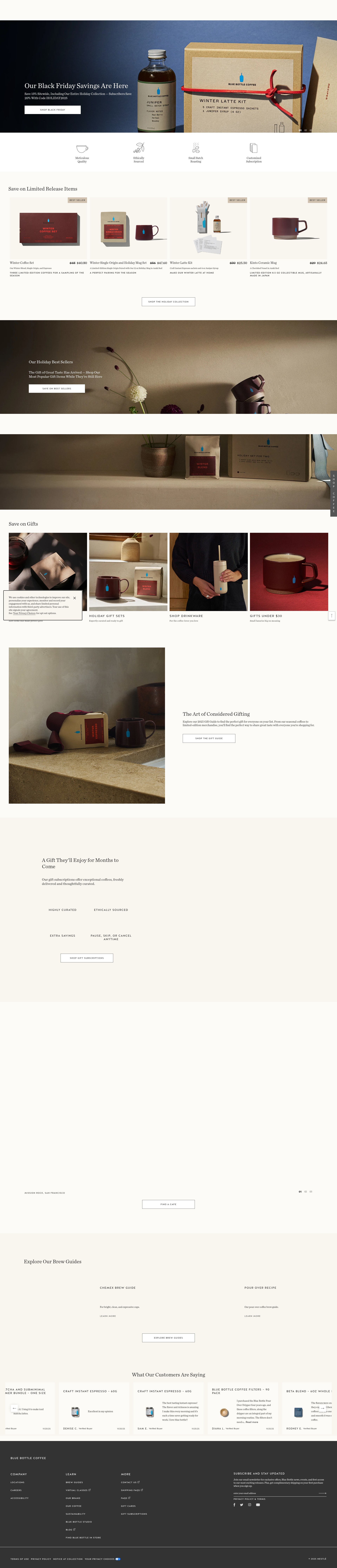 Screenshot of bluebottlecoffee.com
