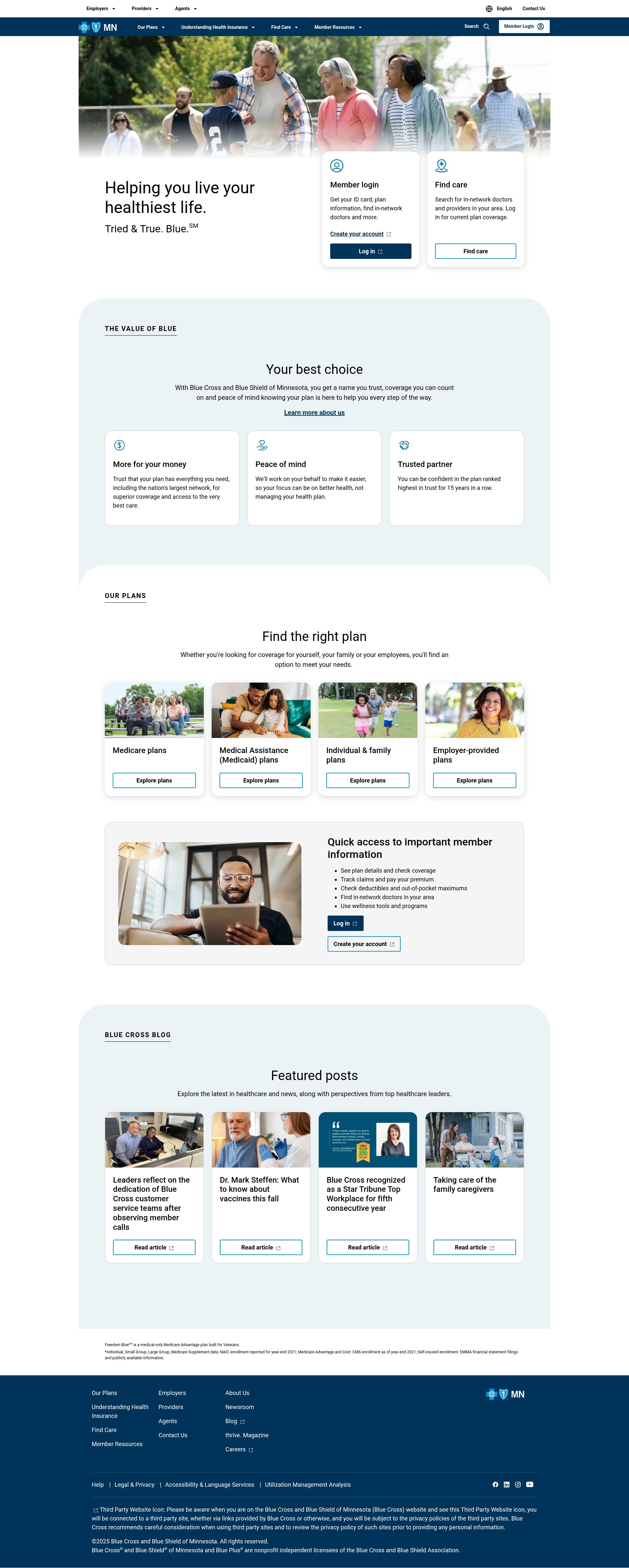 Screenshot of bluecrossmn.com