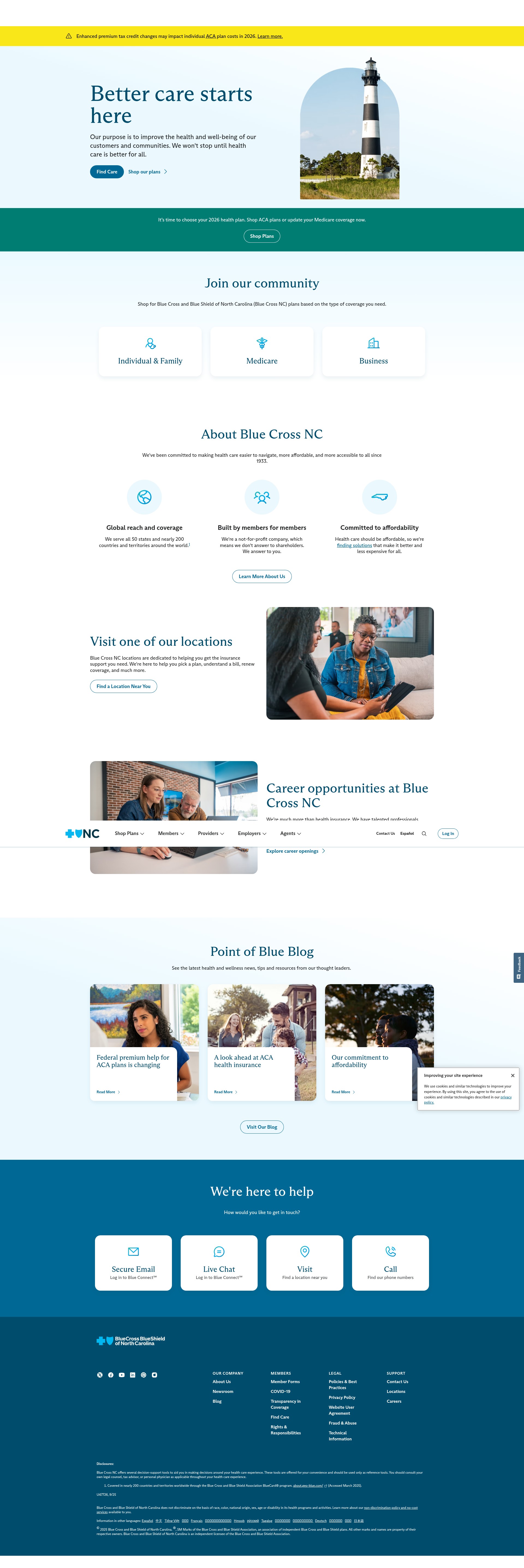 Screenshot of bluecrossnc.com
