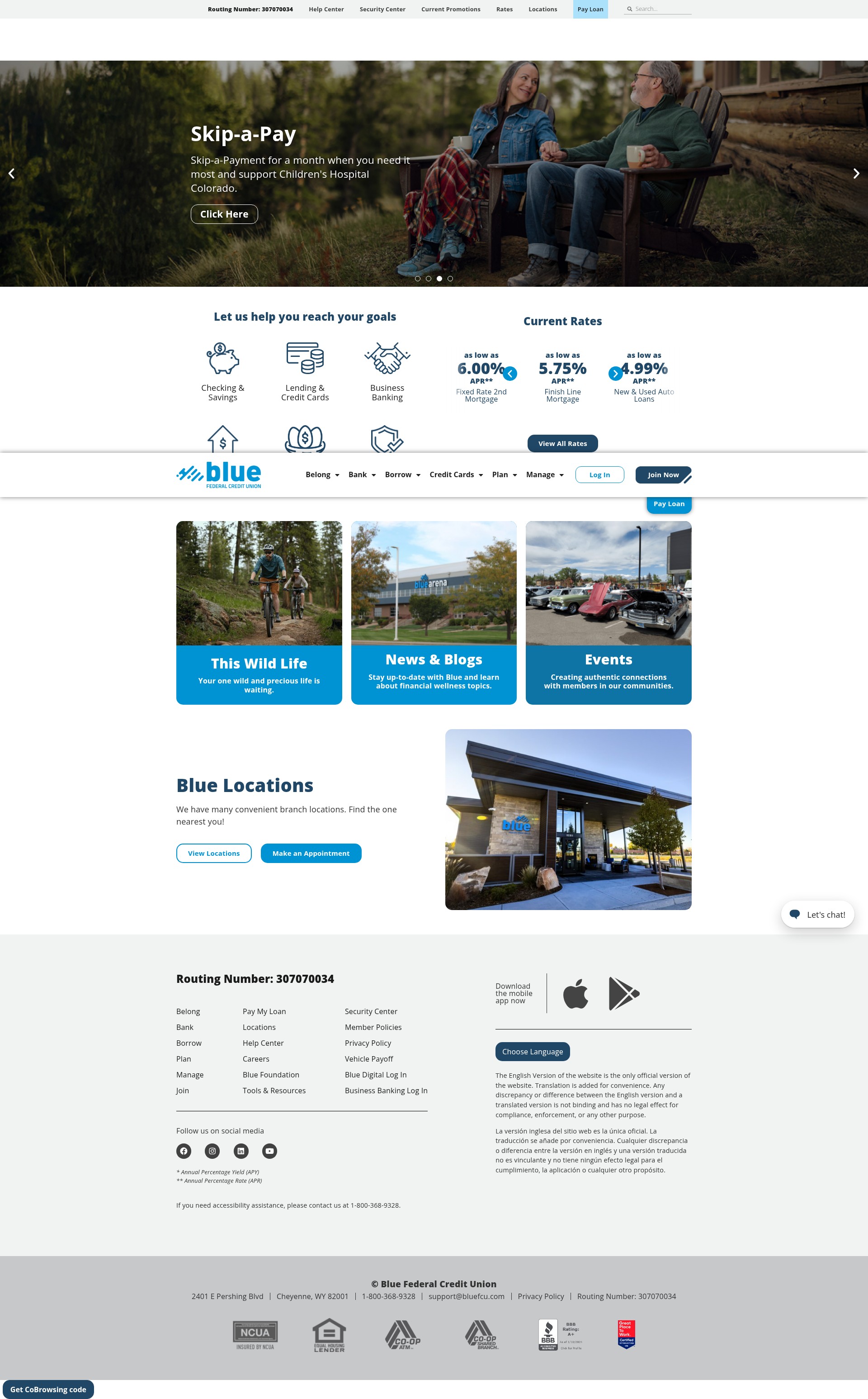 Screenshot of bluefcu.com