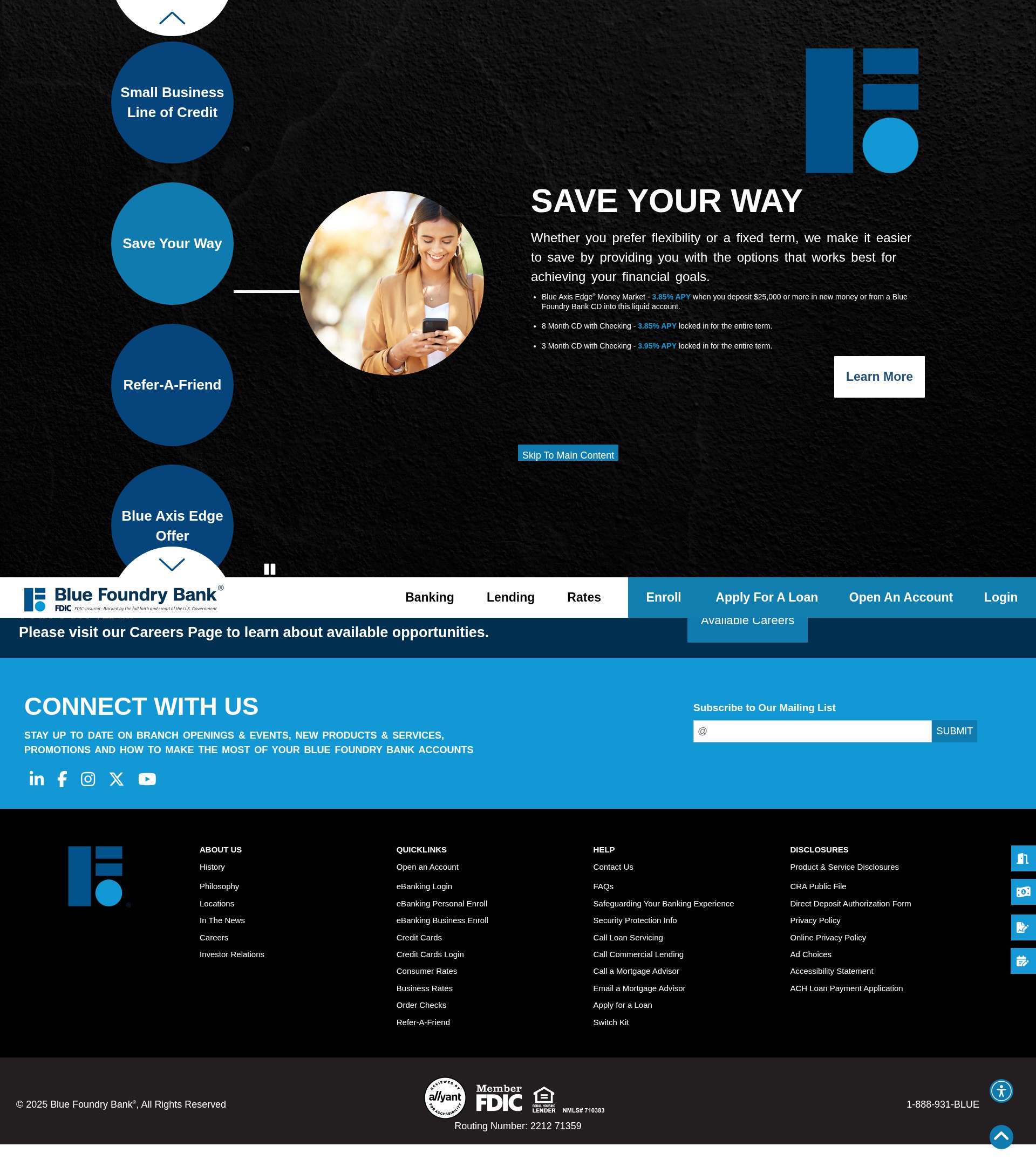 Screenshot of bluefoundrybank.com