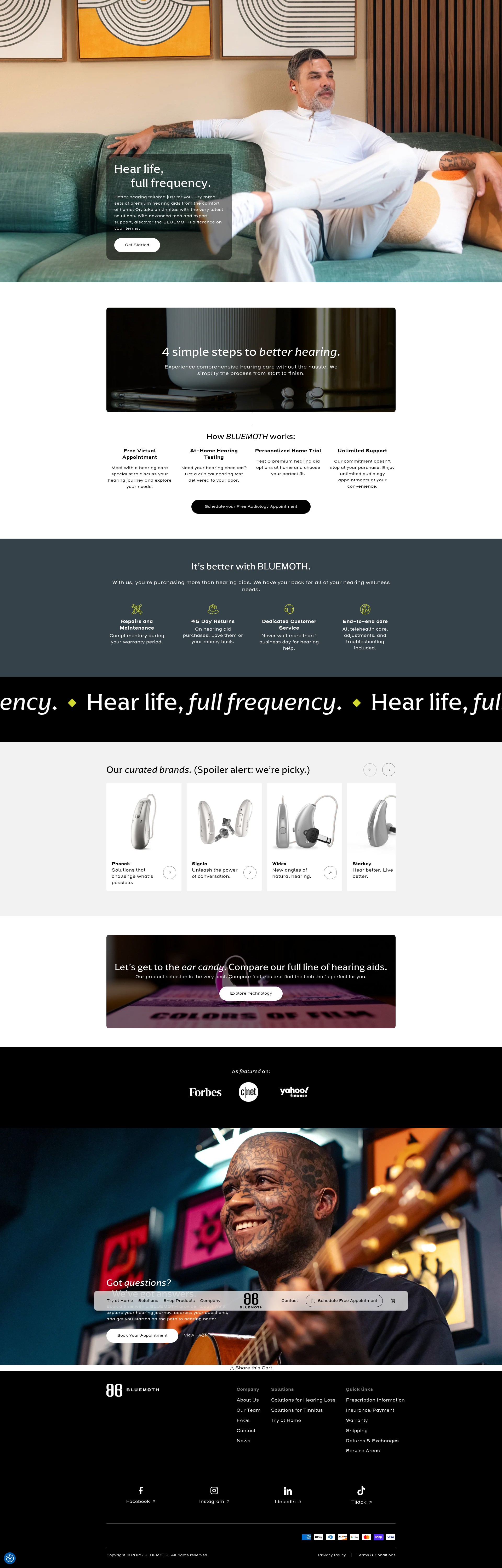 Screenshot of bluemothhearing.com