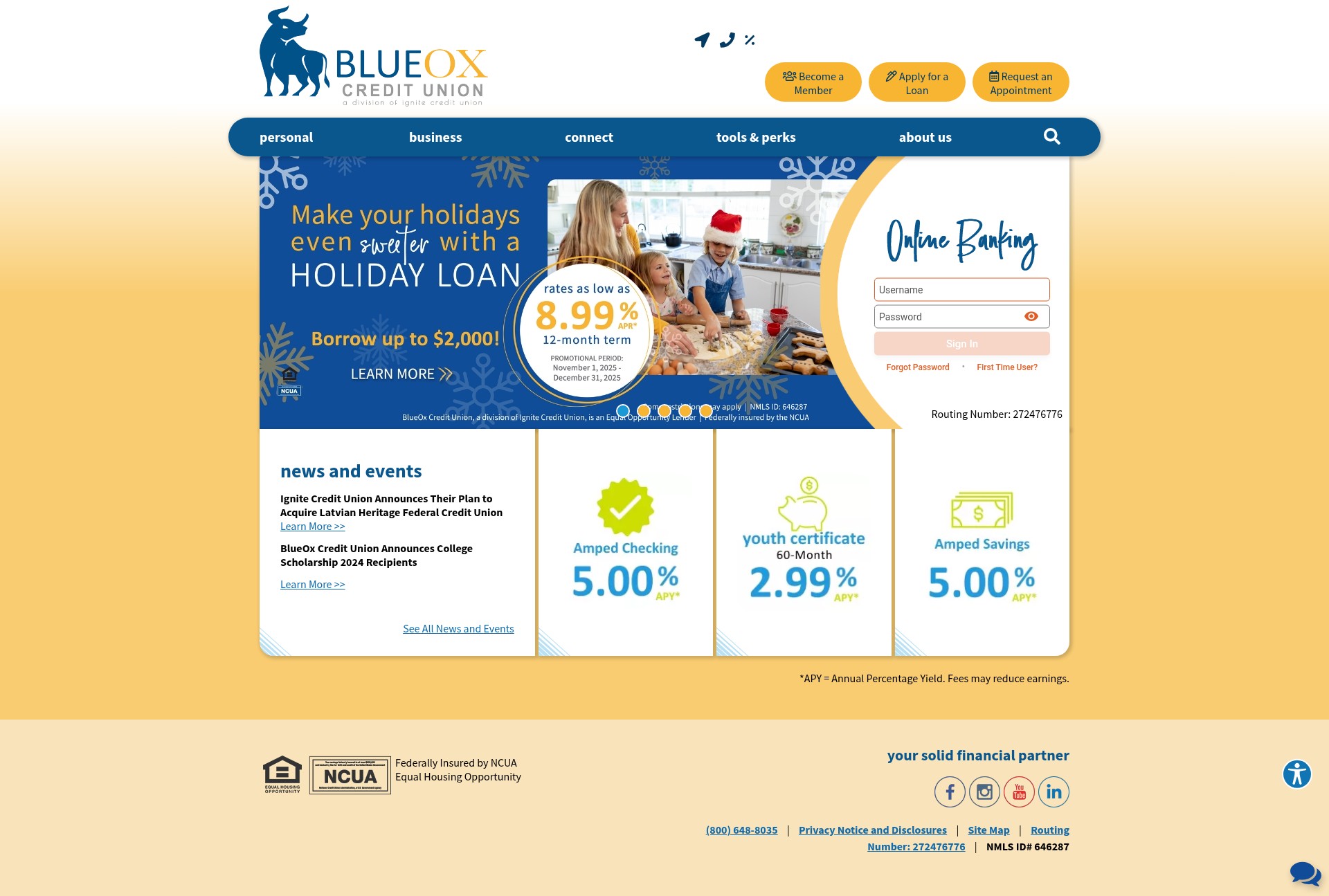 Screenshot of blueoxcu.org