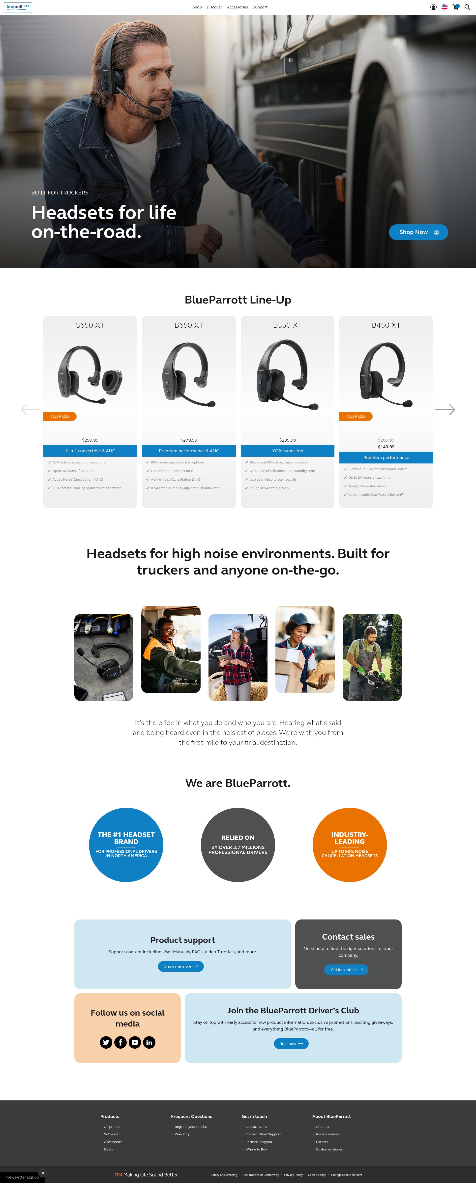 Screenshot of blueparrott.com