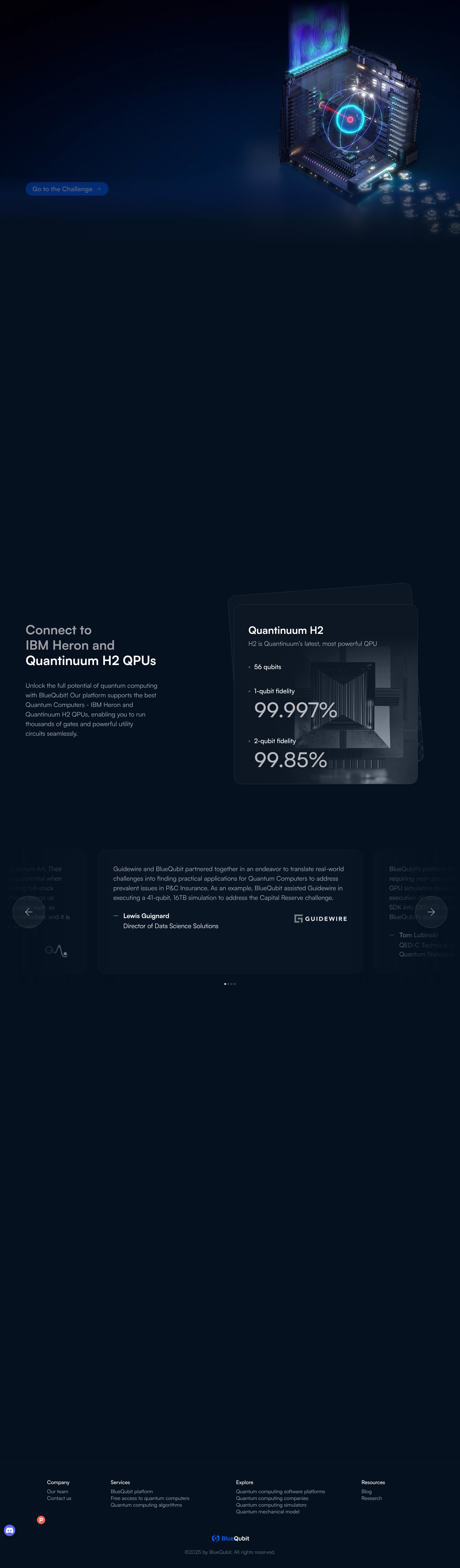 Screenshot of bluequbit.io