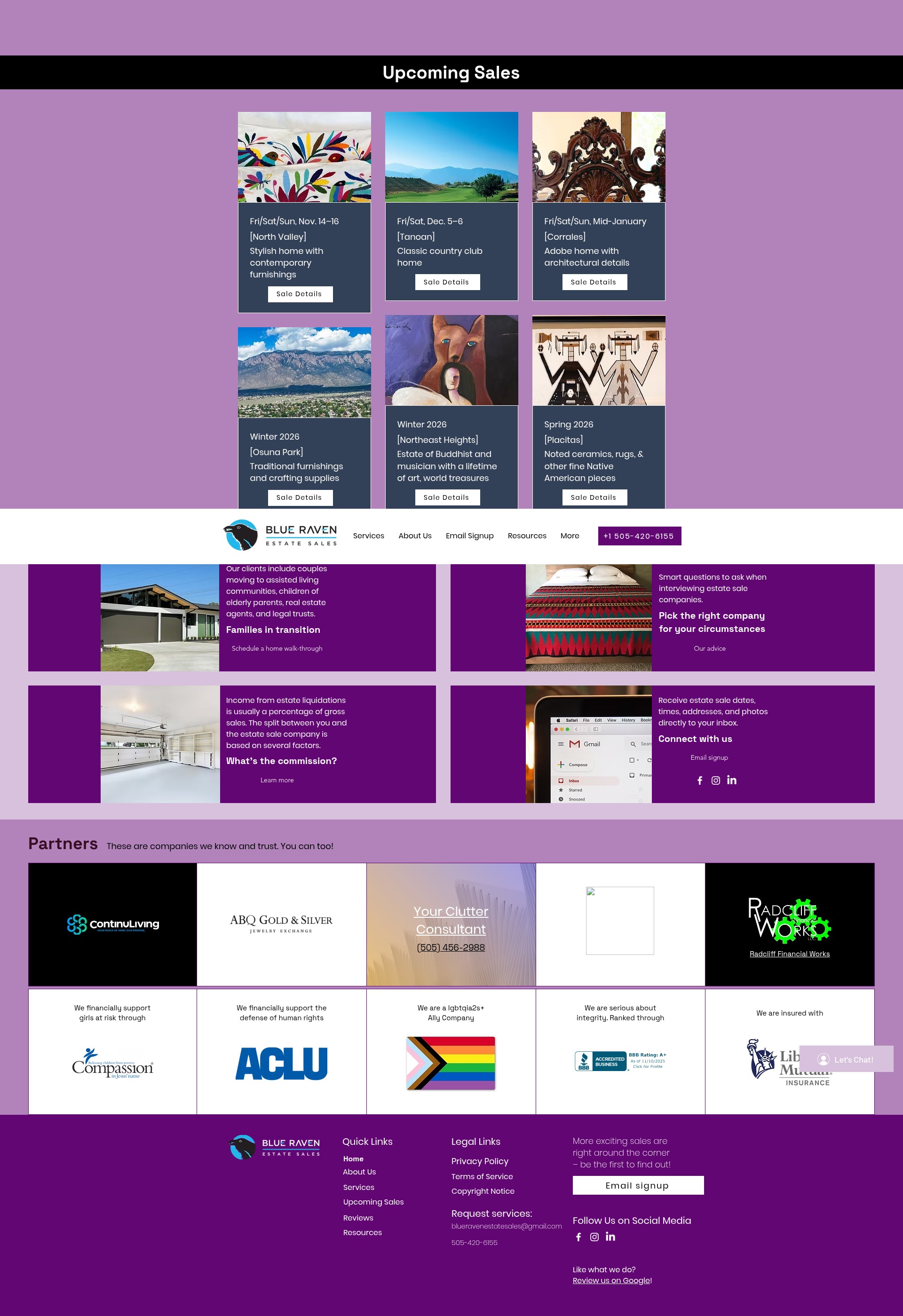 Screenshot of blueravenestatesales.com