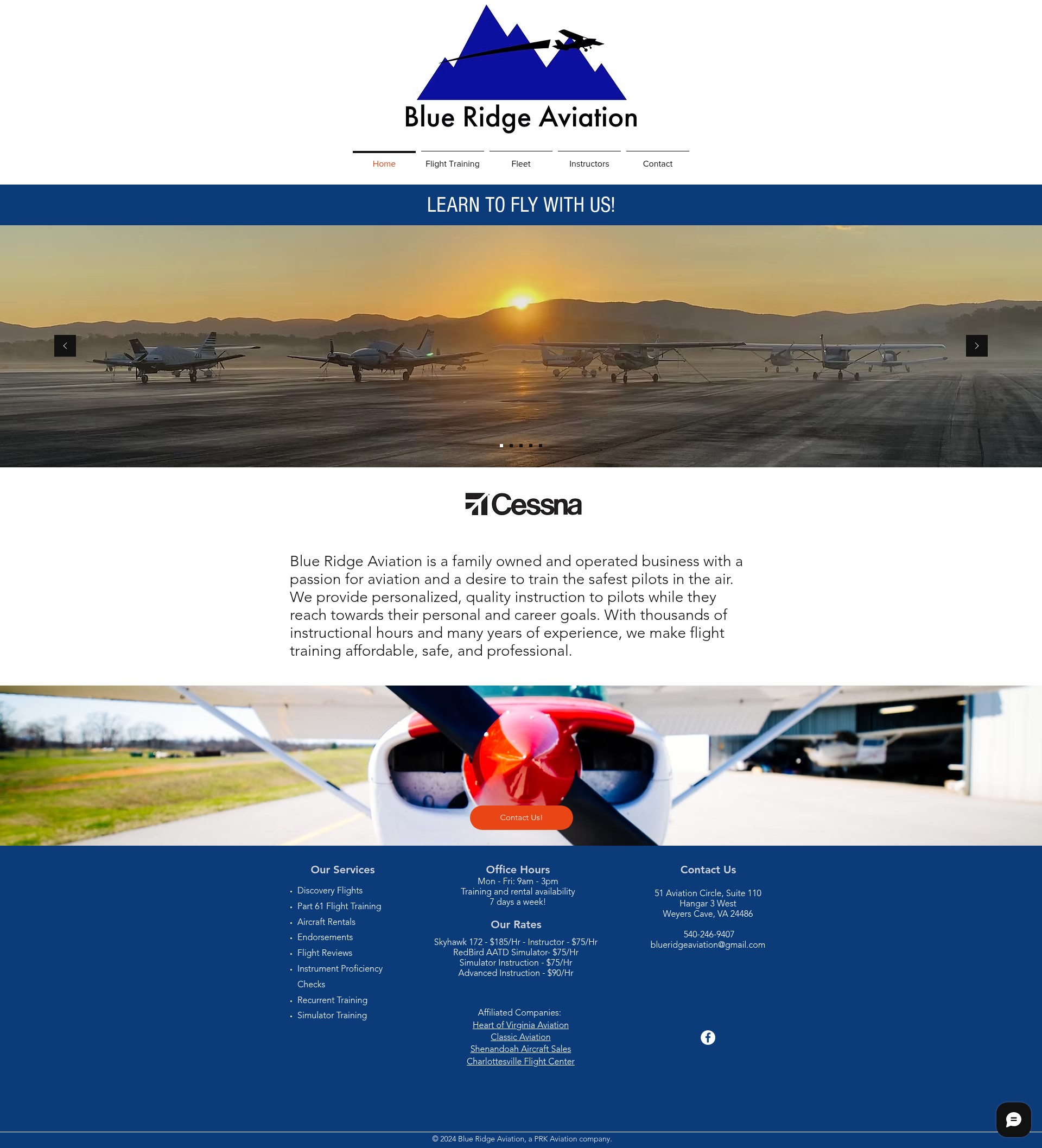 Screenshot of blueridgeaviation.org