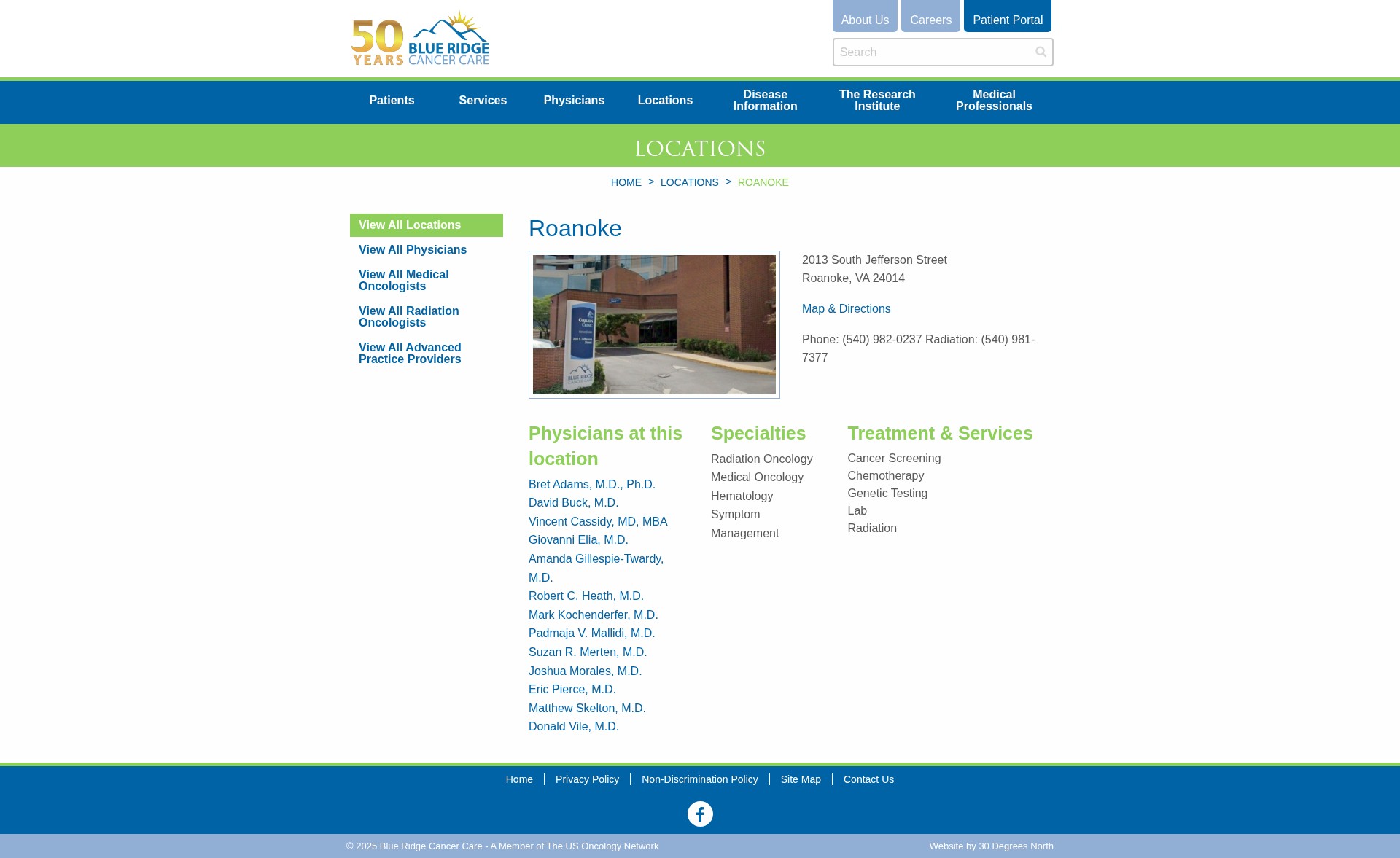 Screenshot of blueridgecancercare.com
