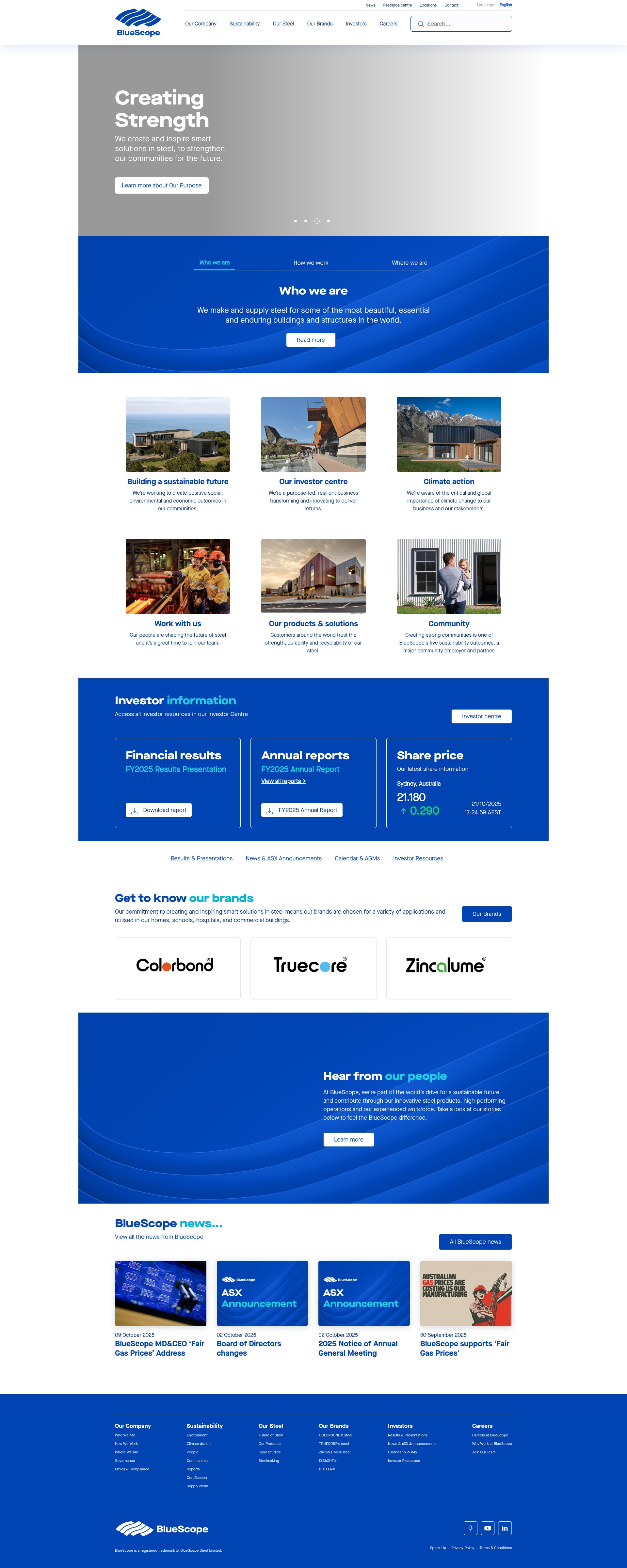 Screenshot of bluescope.com