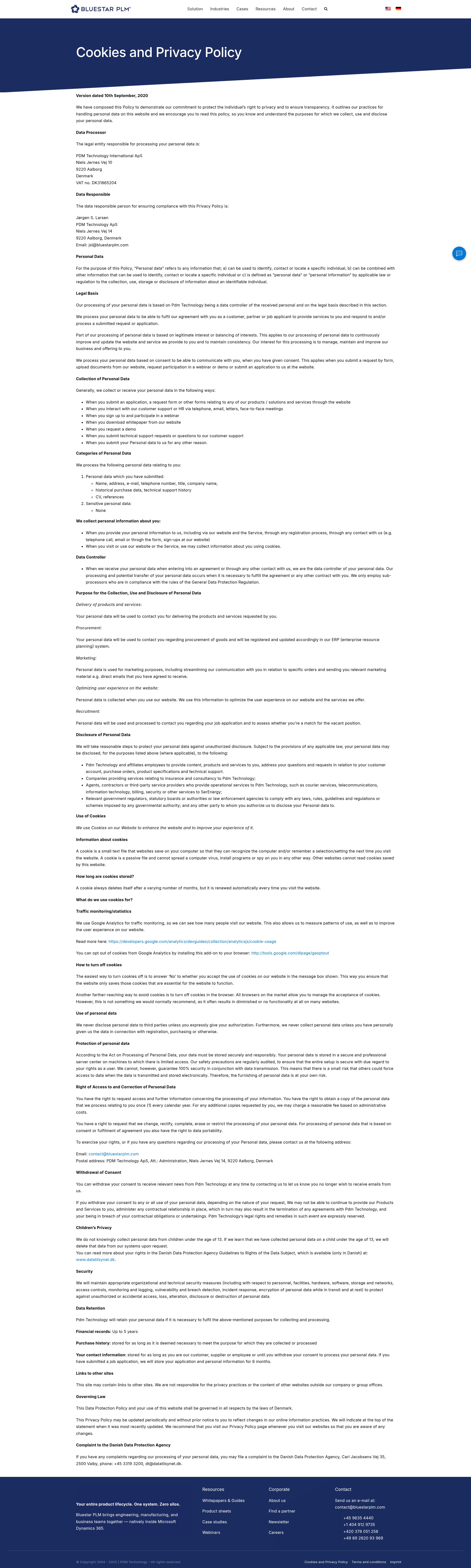 Screenshot of bluestarplm.com